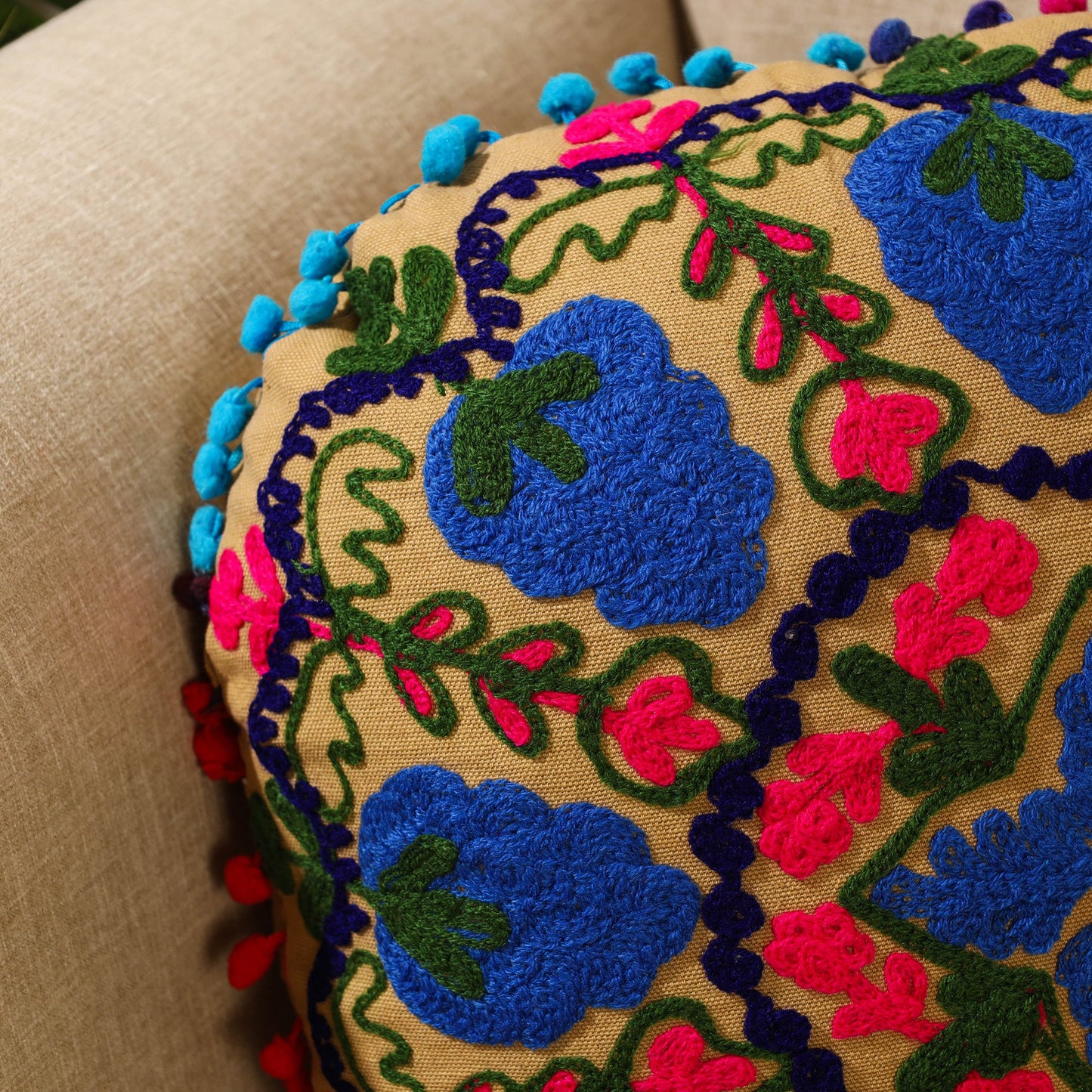 Buy Multicolor Suzani Embroidery Cushion Cover