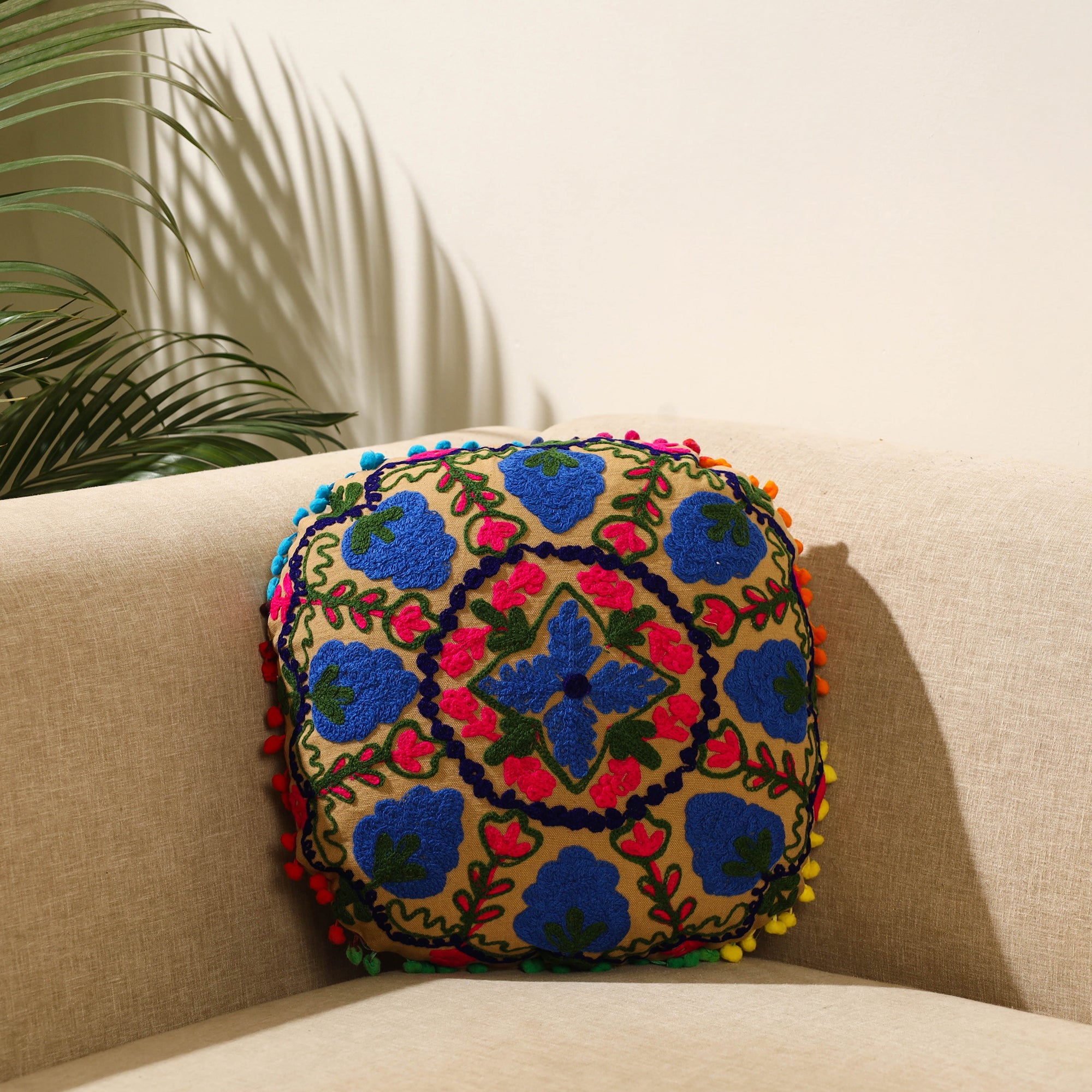 Buy Multicolor Suzani Embroidery Cushion Cover