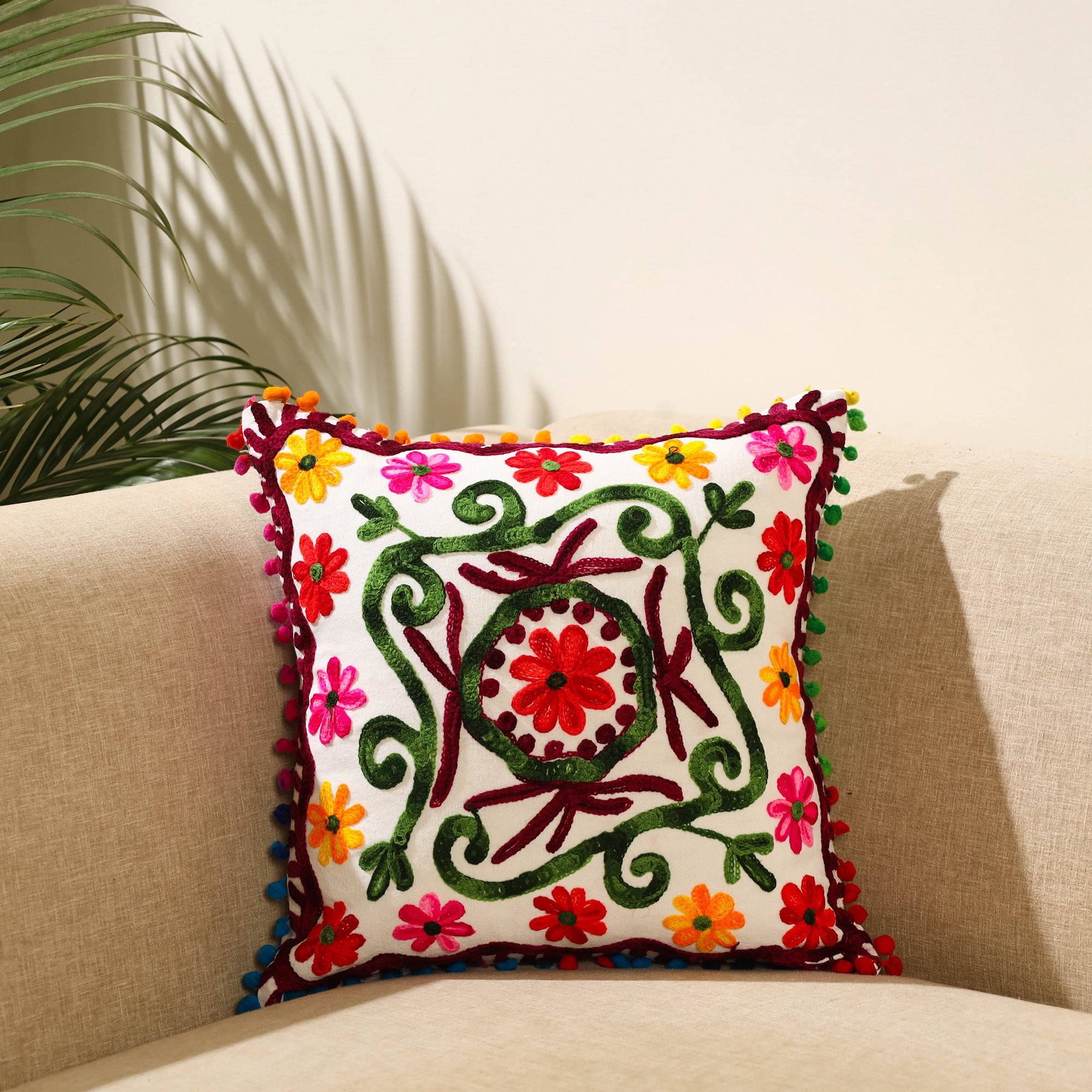  Multicolor Suzani Embroidery Cushion Cover 
