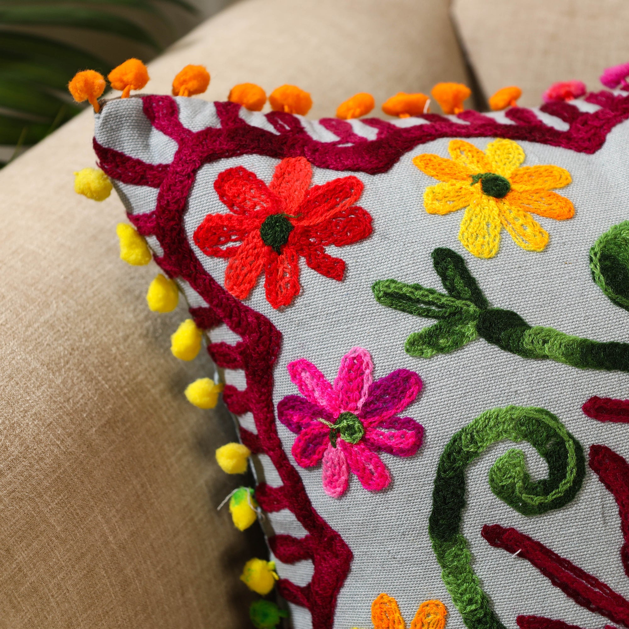  Multicolor Suzani Embroidery Cushion Cover 