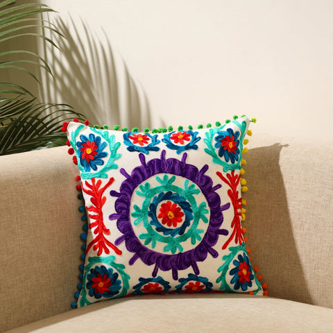 Buy Multicolor Suzani Embroidery Cushion Cover