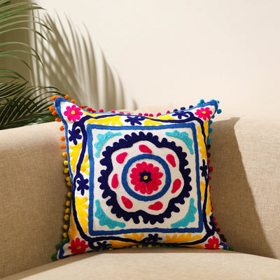 Buy Multicolor Suzani Embroidery Cushion Cover