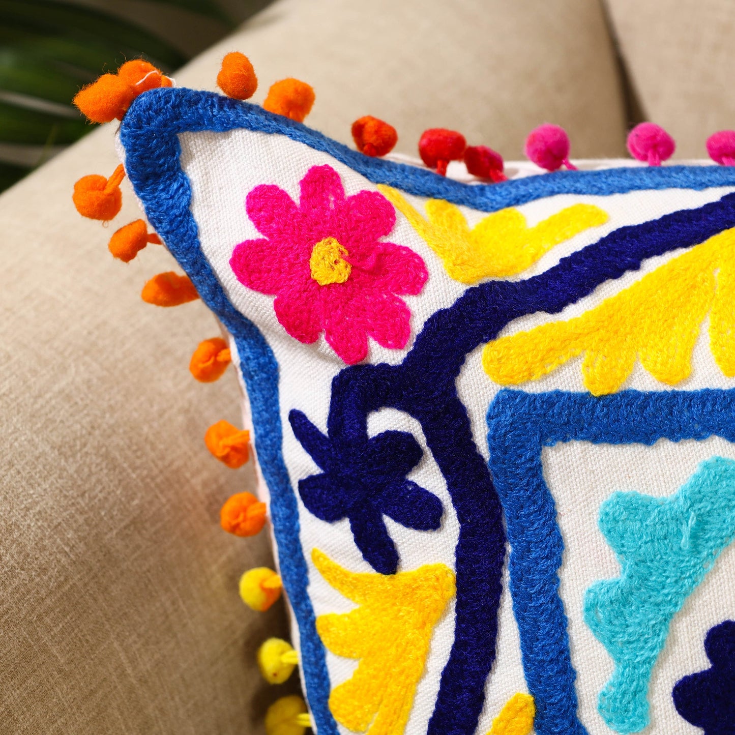 Buy Multicolor Suzani Embroidery Cushion Cover