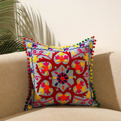 Buy Multicolor Suzani Embroidery Cushion Cover 