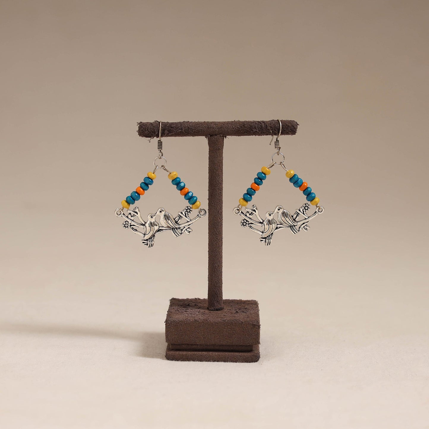 Multicolor - swara wooden beads earrings with german silver