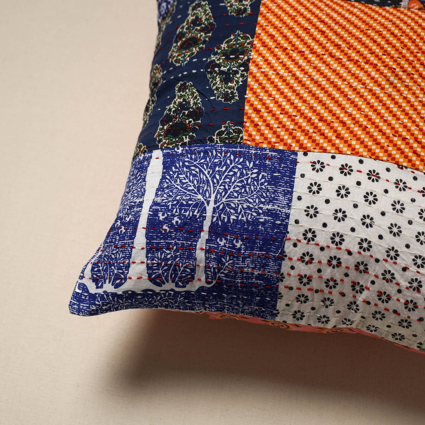 Tagai patchwork cushion cover (16 x 16 in) 02 - handcrafted