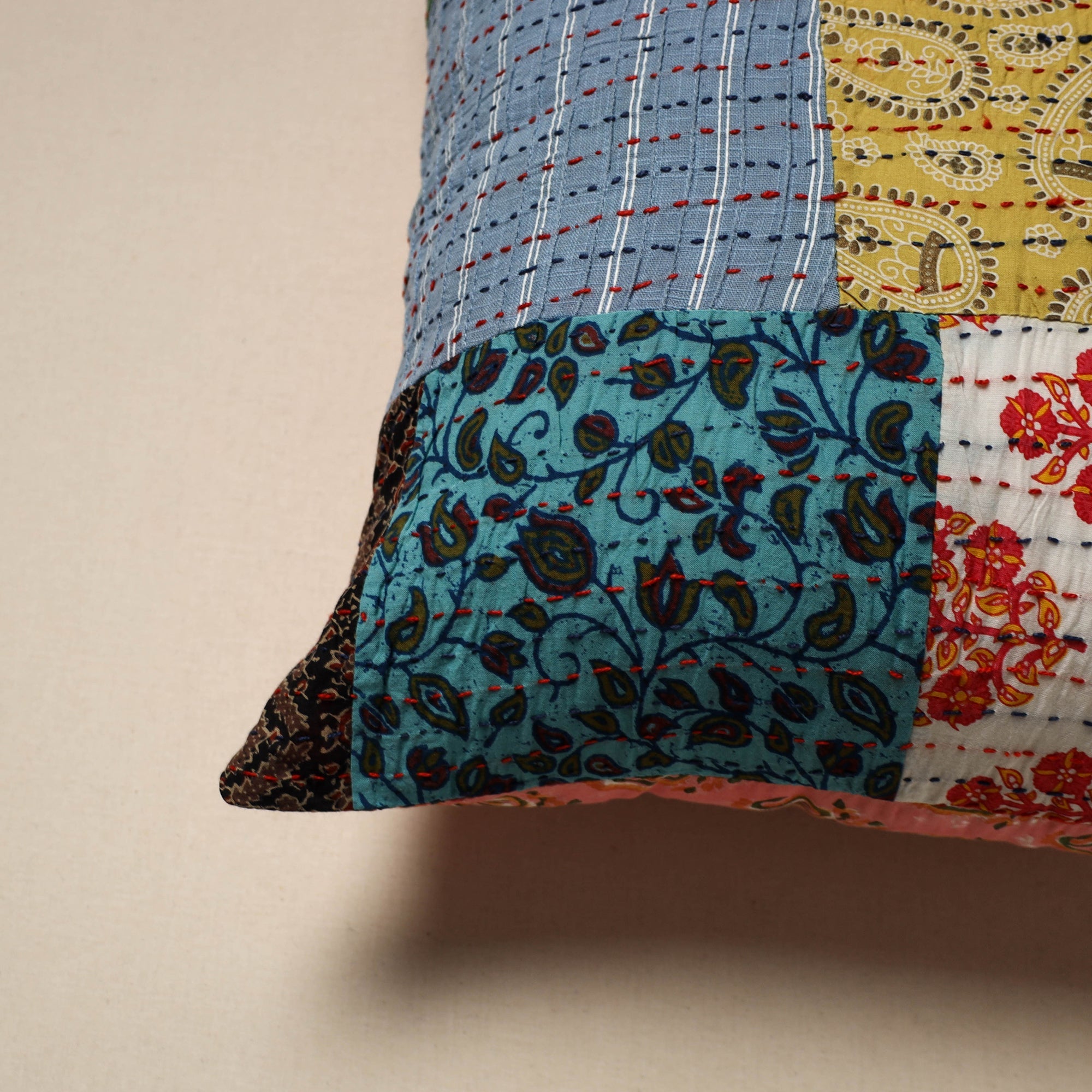 Tagai patchwork cushion cover (16 x 16 in) 03 - handcrafted