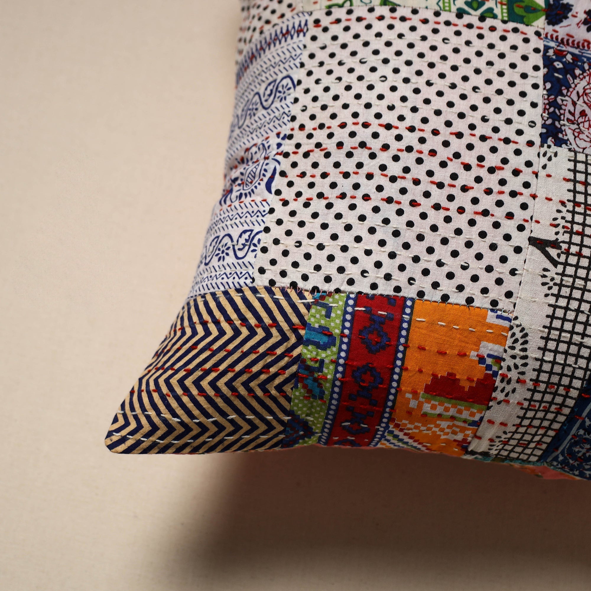 Tagai patchwork cushion cover (16 x 16 in) 04 - handcrafted