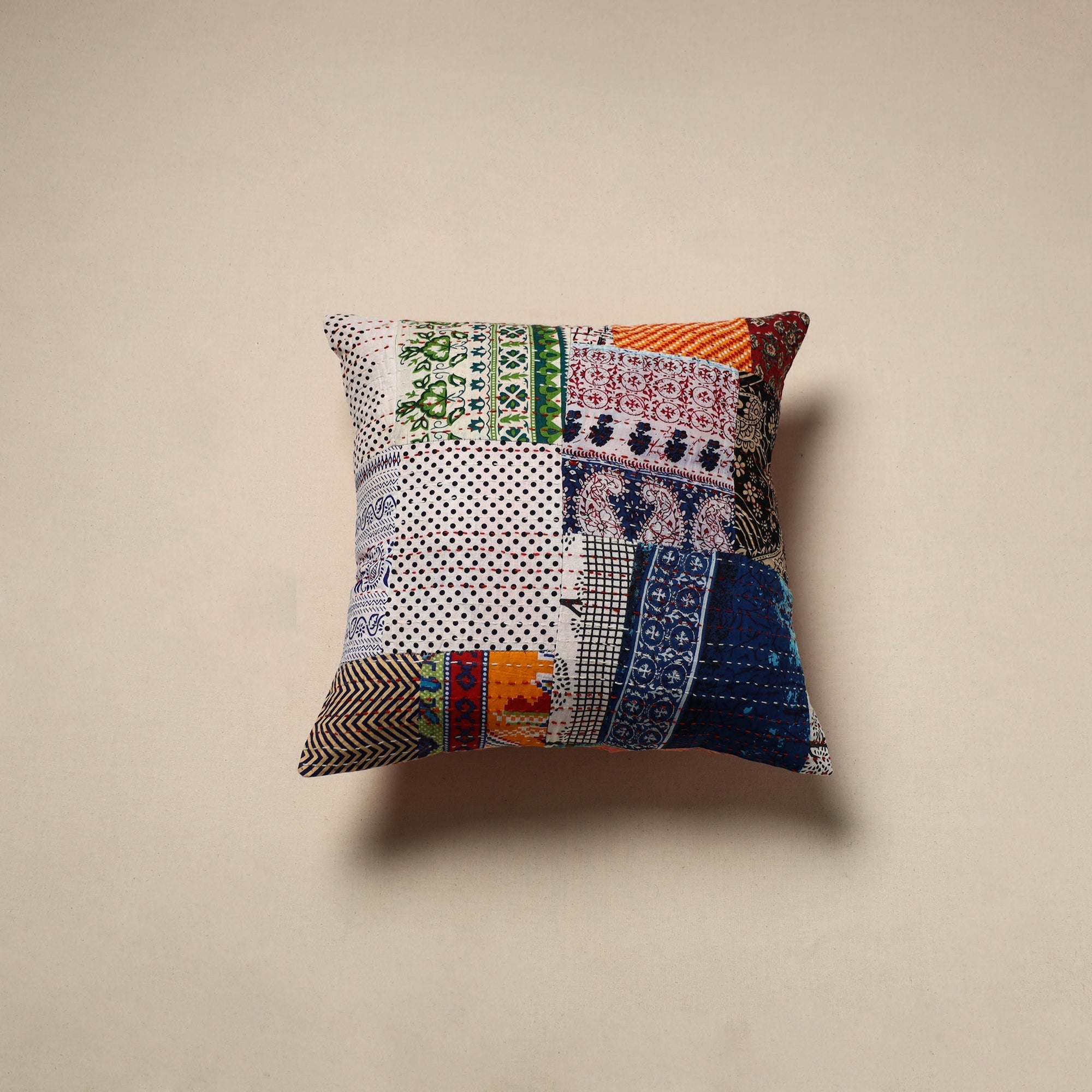 Tagai patchwork cushion cover (16 x 16 in) 04 - handcrafted