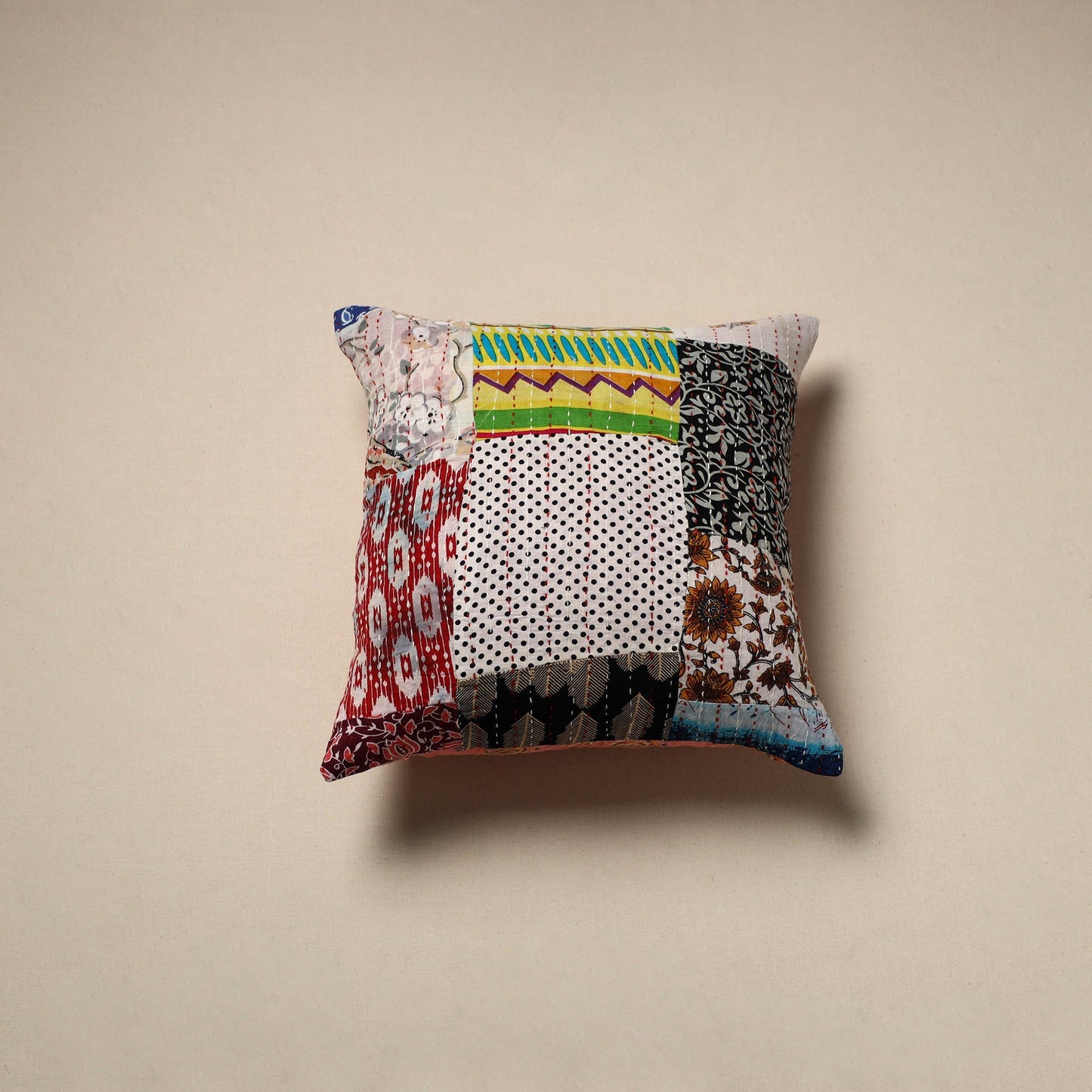 Tagai patchwork cushion cover (16 x 16 in) 05 - handcrafted