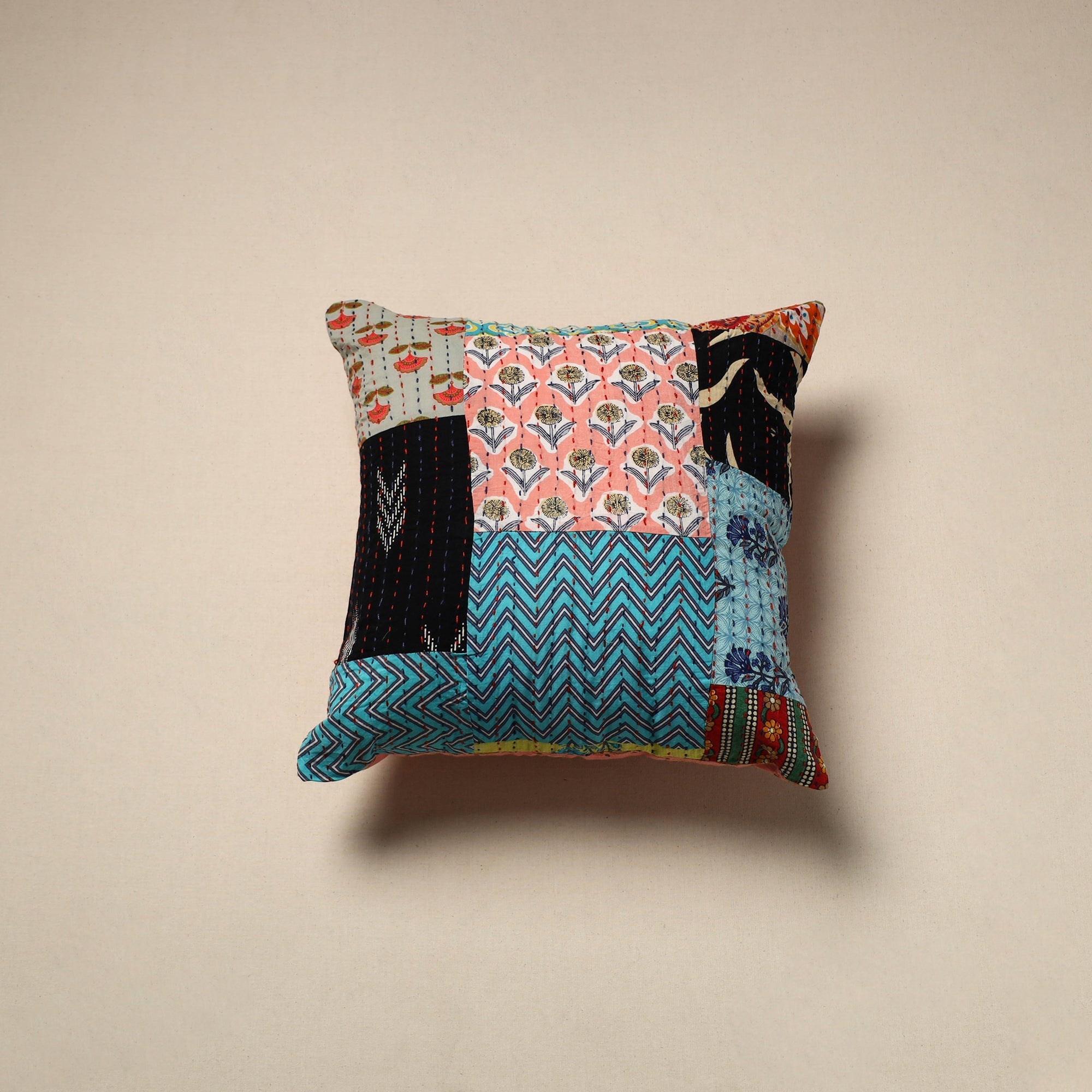 Tagai patchwork cushion cover (16 x 16 in) 08 - handcrafted