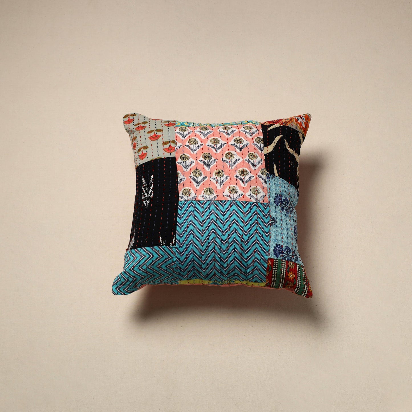 Tagai patchwork cushion cover (16 x 16 in) 08 - handcrafted