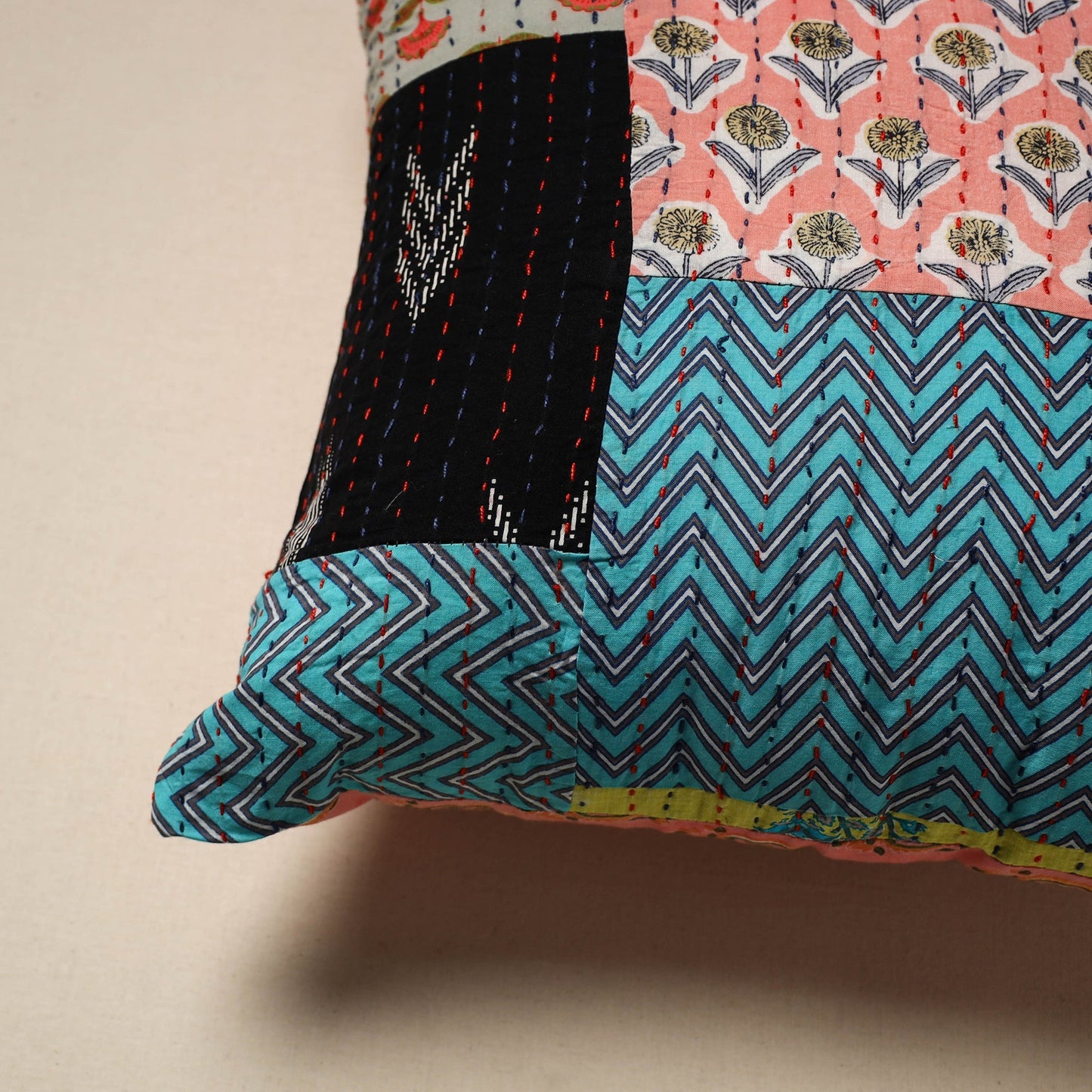 Tagai patchwork cushion cover (16 x 16 in) 08 - handcrafted