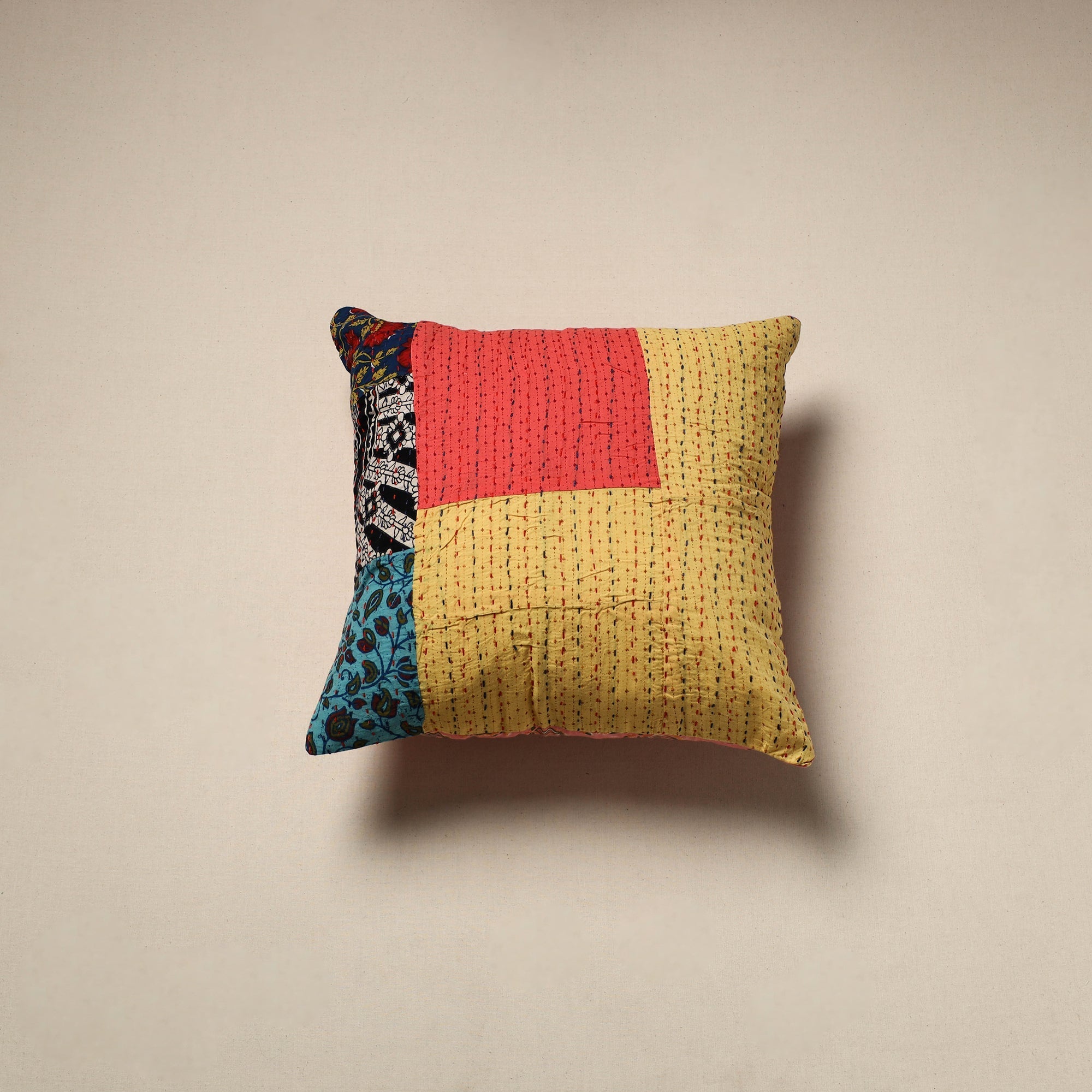 Tagai patchwork cushion cover (16 x 16 in) 10 - handcrafted