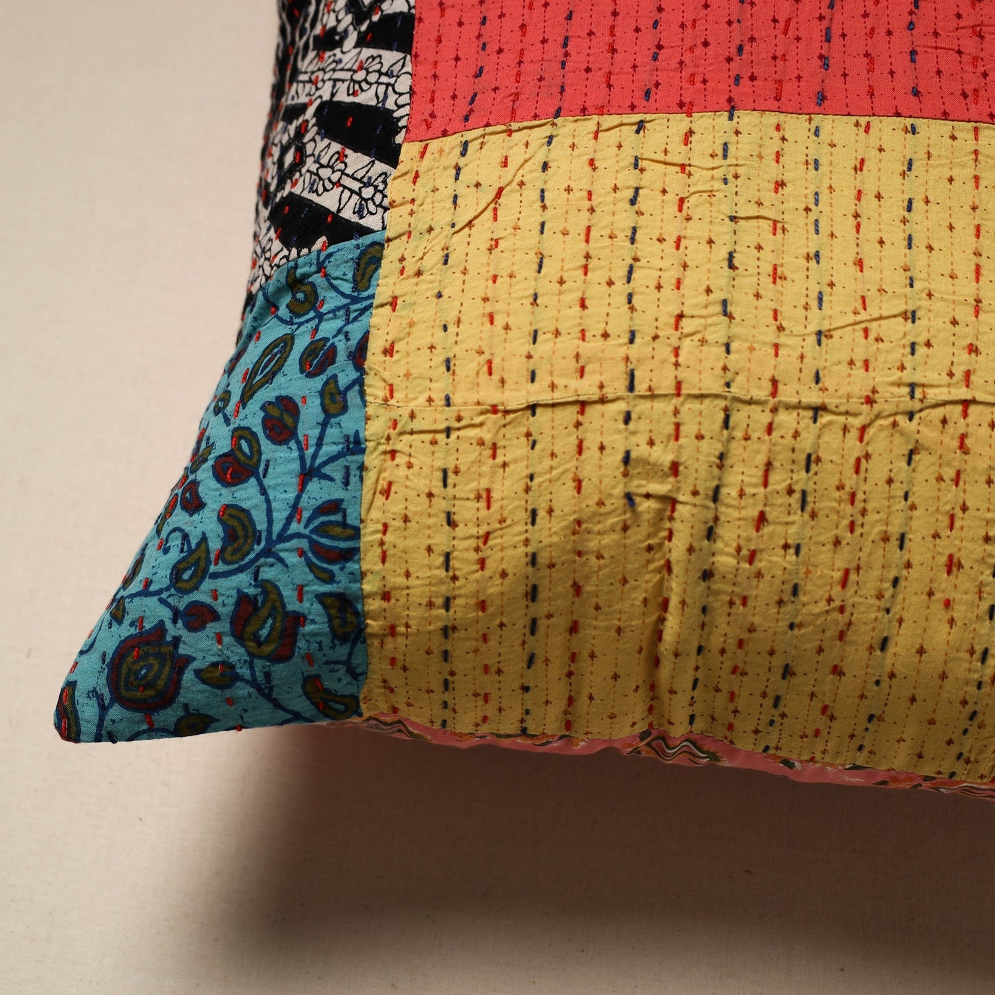 Tagai patchwork cushion cover (16 x 16 in) 10 - handcrafted