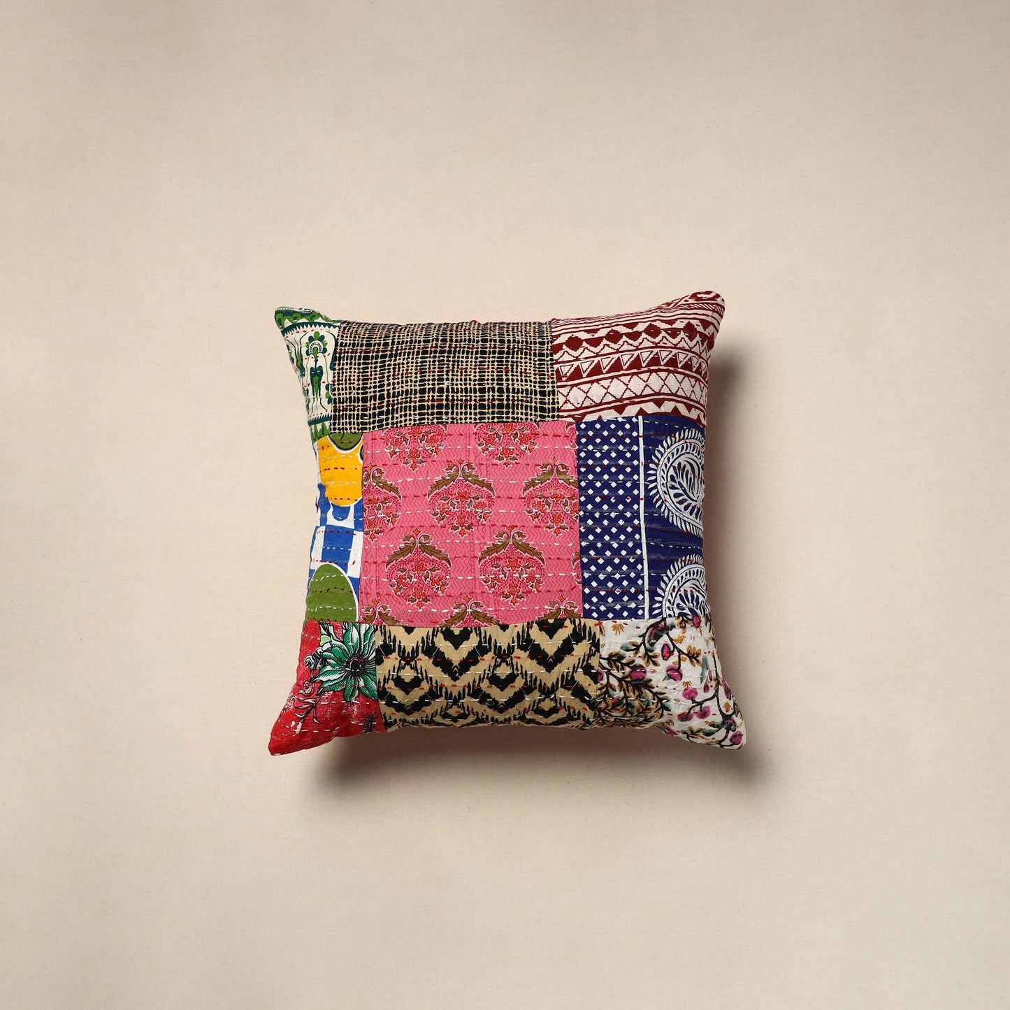 Tagai patchwork cushion cover (16 x 16 in) 102 - handcrafted
