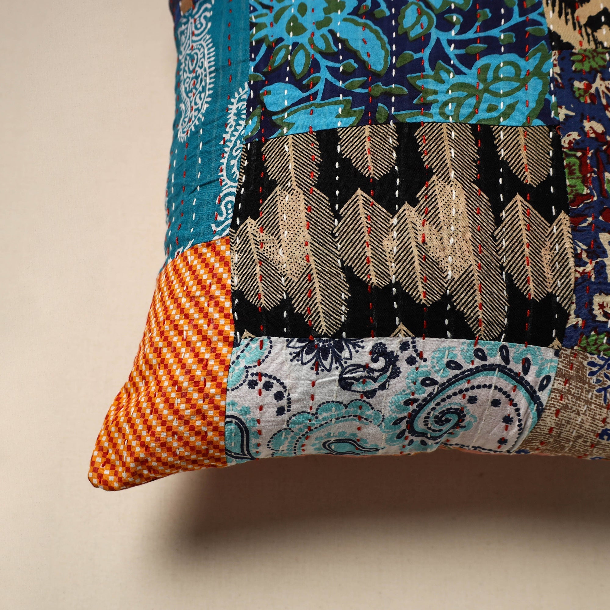 Tagai patchwork cushion cover (16 x 16 in) 103 - handcrafted