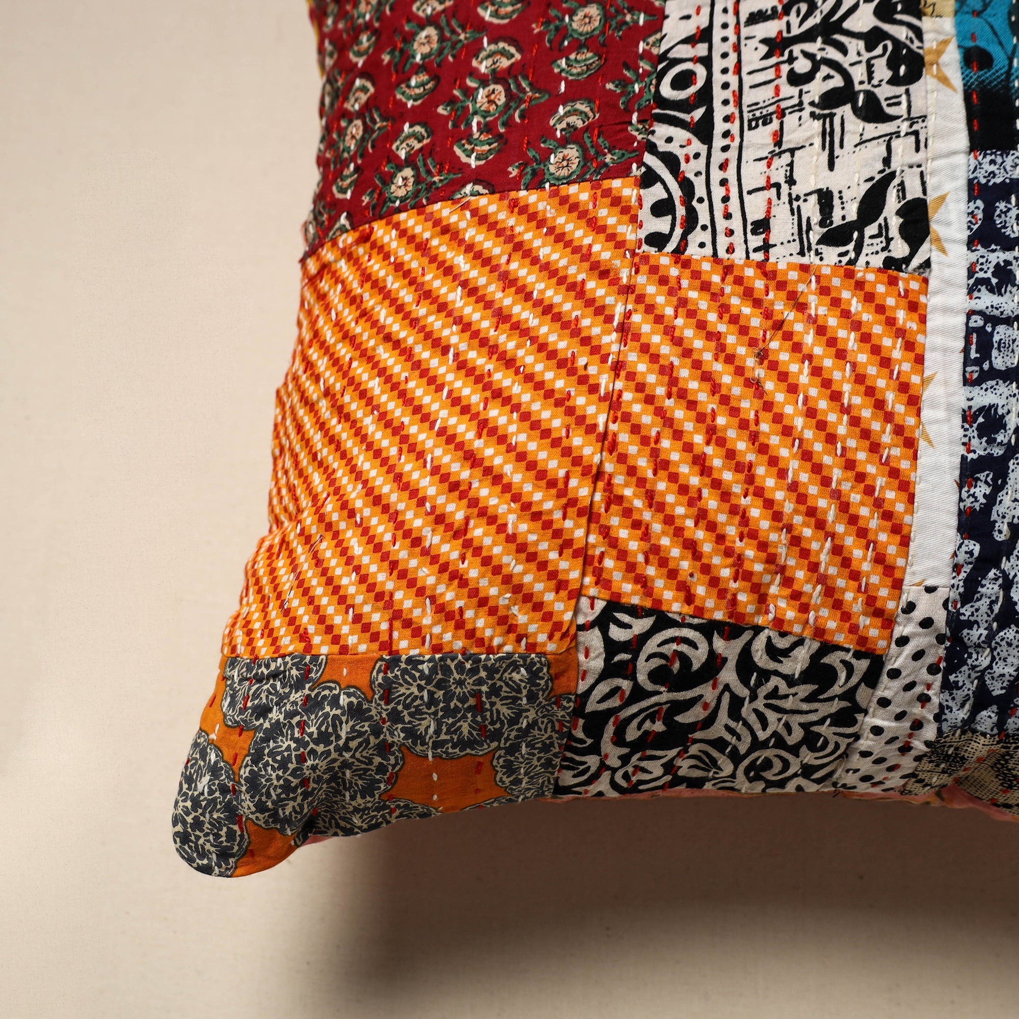 Tagai patchwork cushion cover (16 x 16 in) 107 - handcrafted