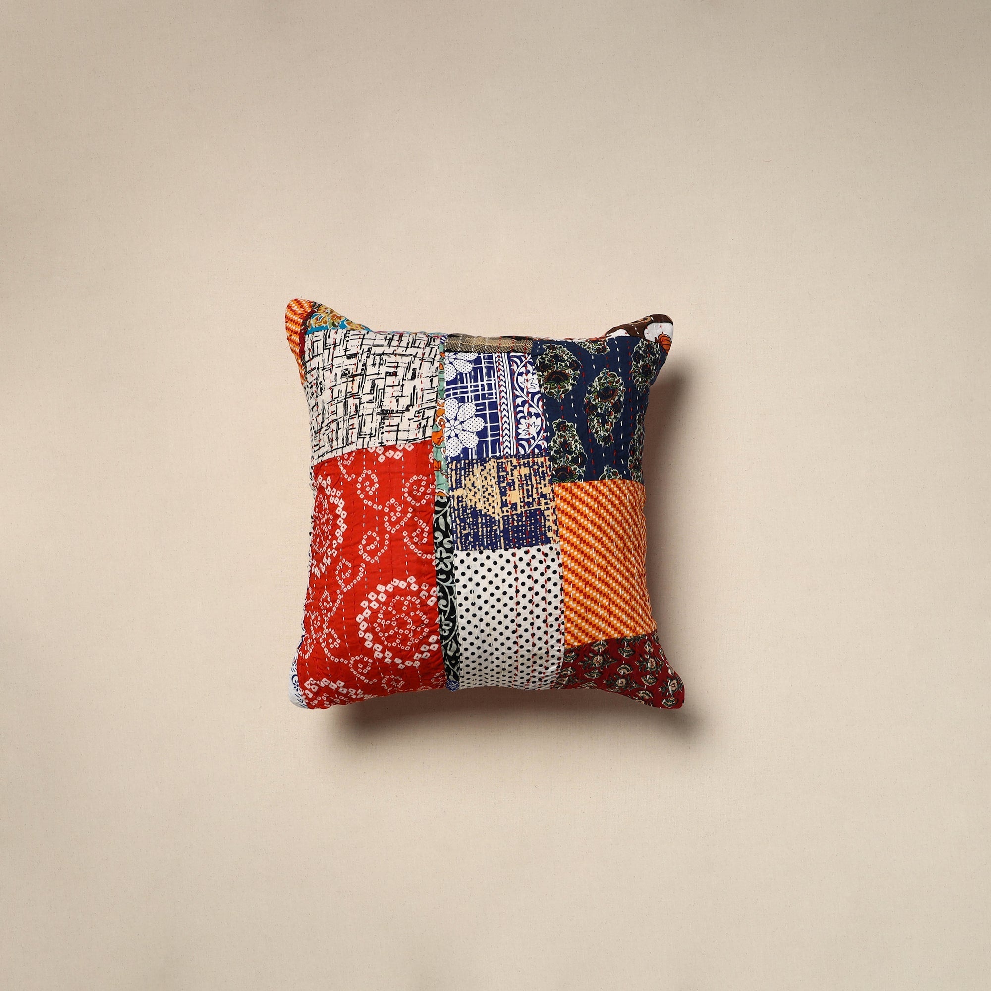 Tagai patchwork cushion cover (16 x 16 in) 108 - handcrafted