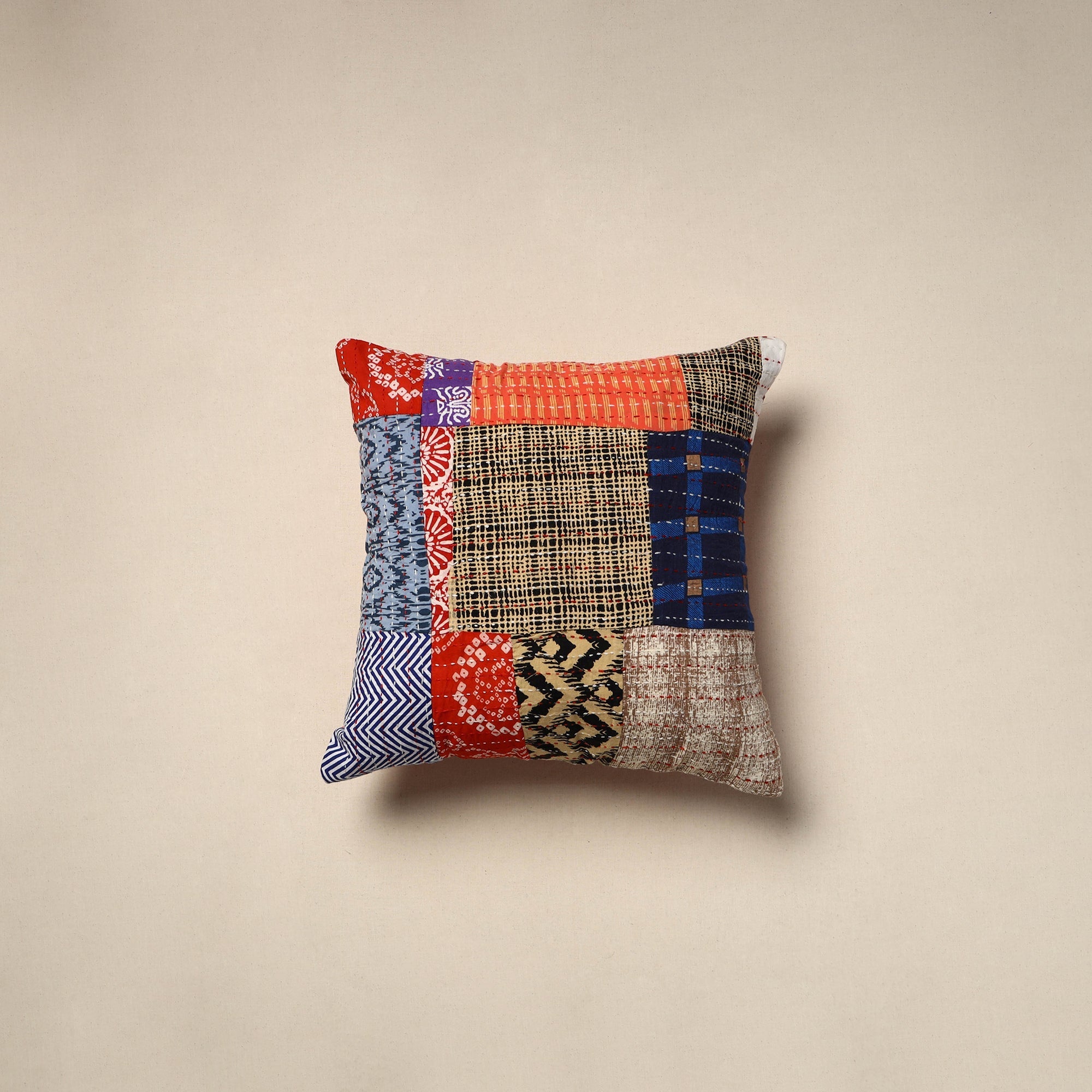 Tagai patchwork cushion cover (16 x 16 in) 109 - handcrafted