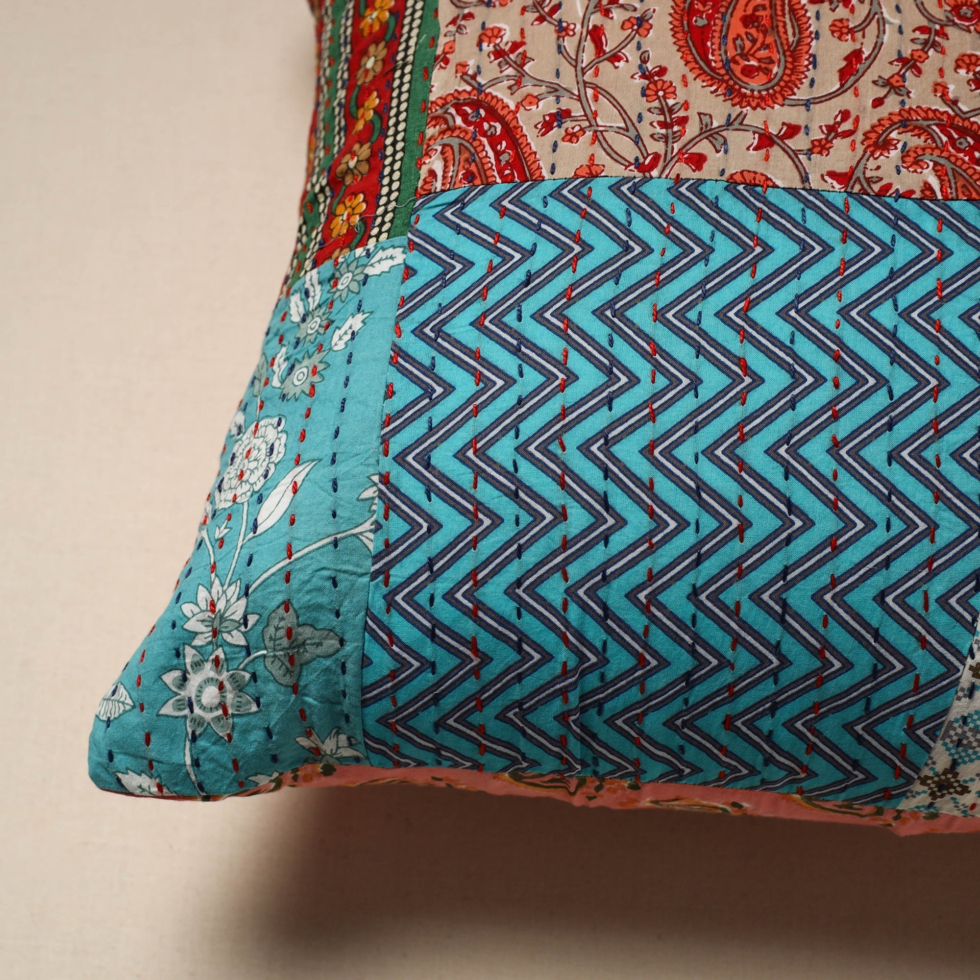 Tagai patchwork cushion cover (16 x 16 in) 11 - handcrafted
