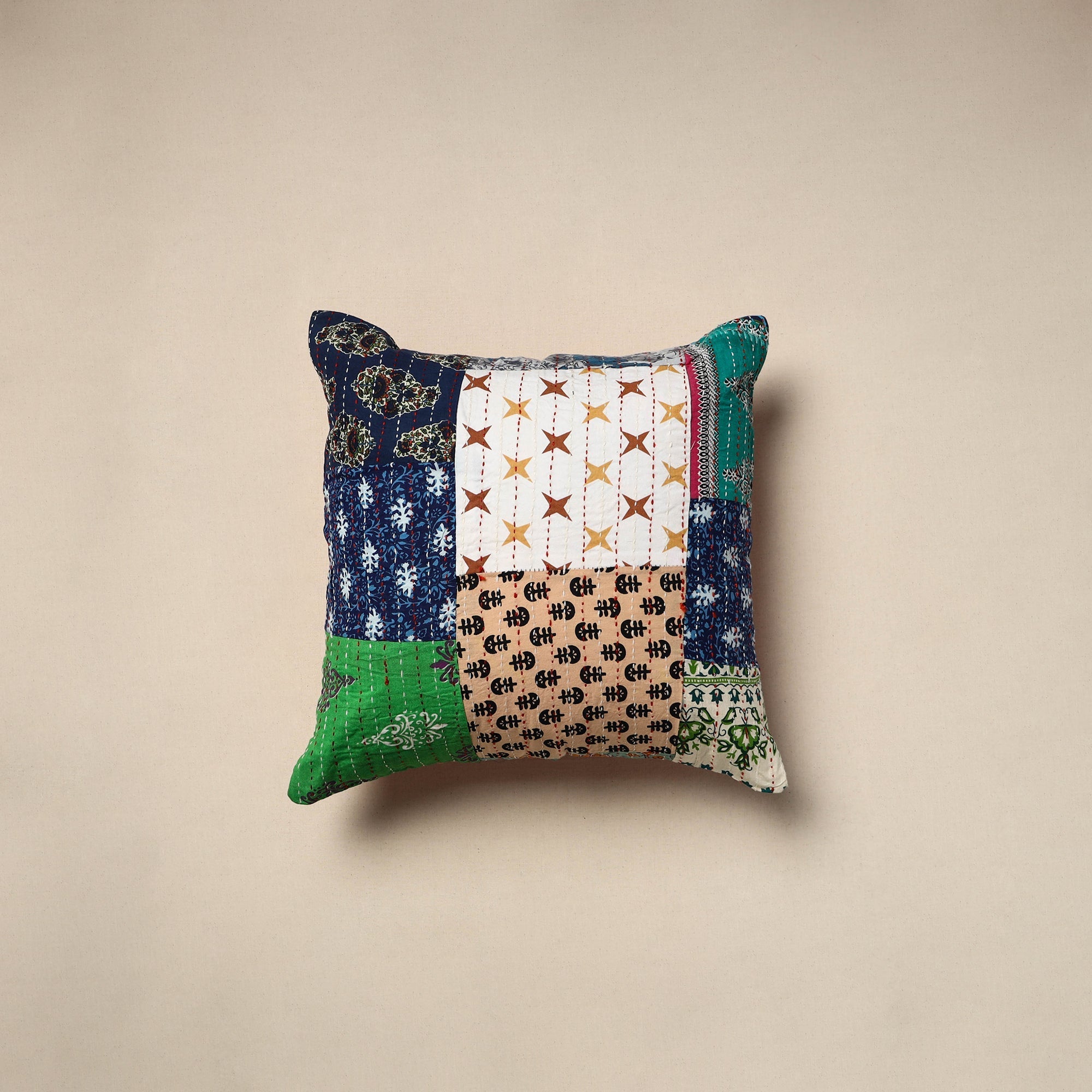 Tagai patchwork cushion cover (16 x 16 in) 110 - handcrafted