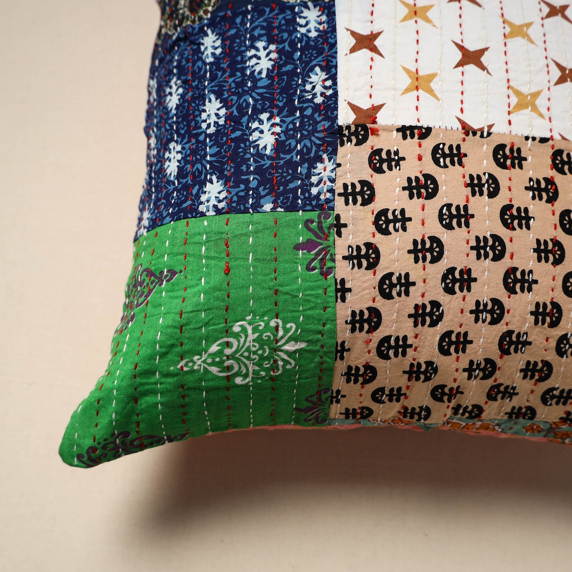 Tagai patchwork cushion cover (16 x 16 in) 110 - handcrafted