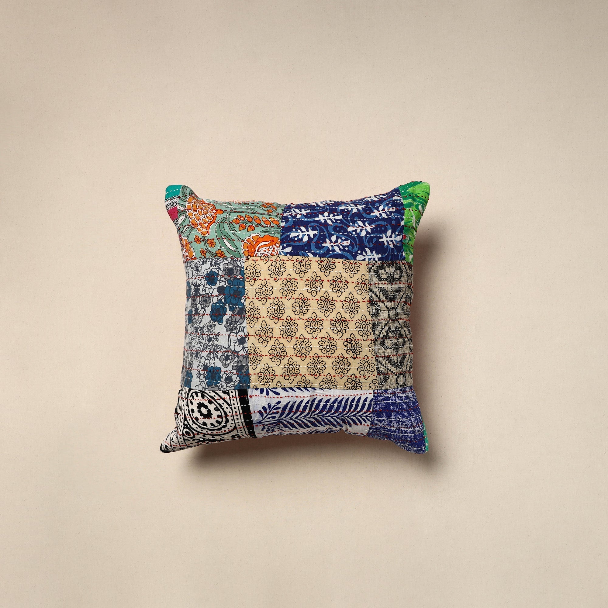 Tagai patchwork cushion cover (16 x 16 in) 111 - handcrafted