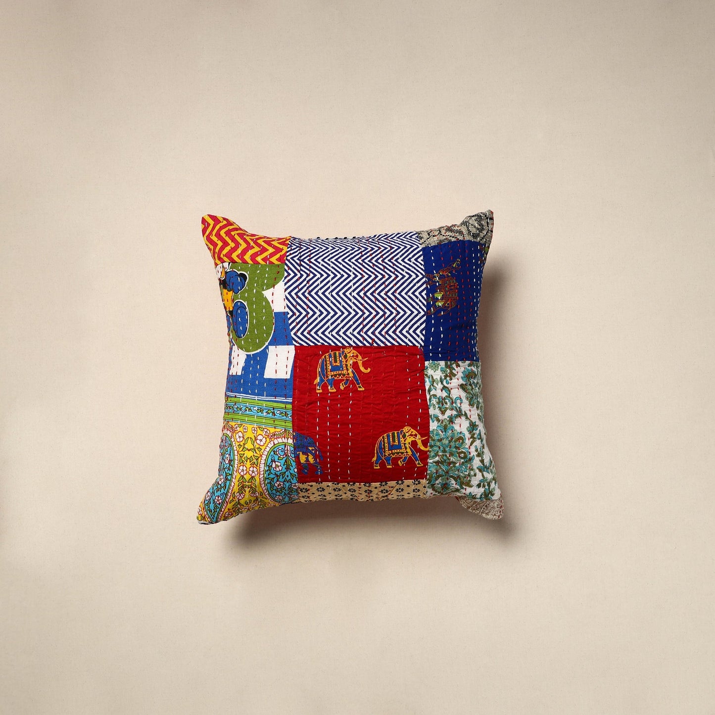 Tagai patchwork cushion cover (16 x 16 in) 112 - handcrafted
