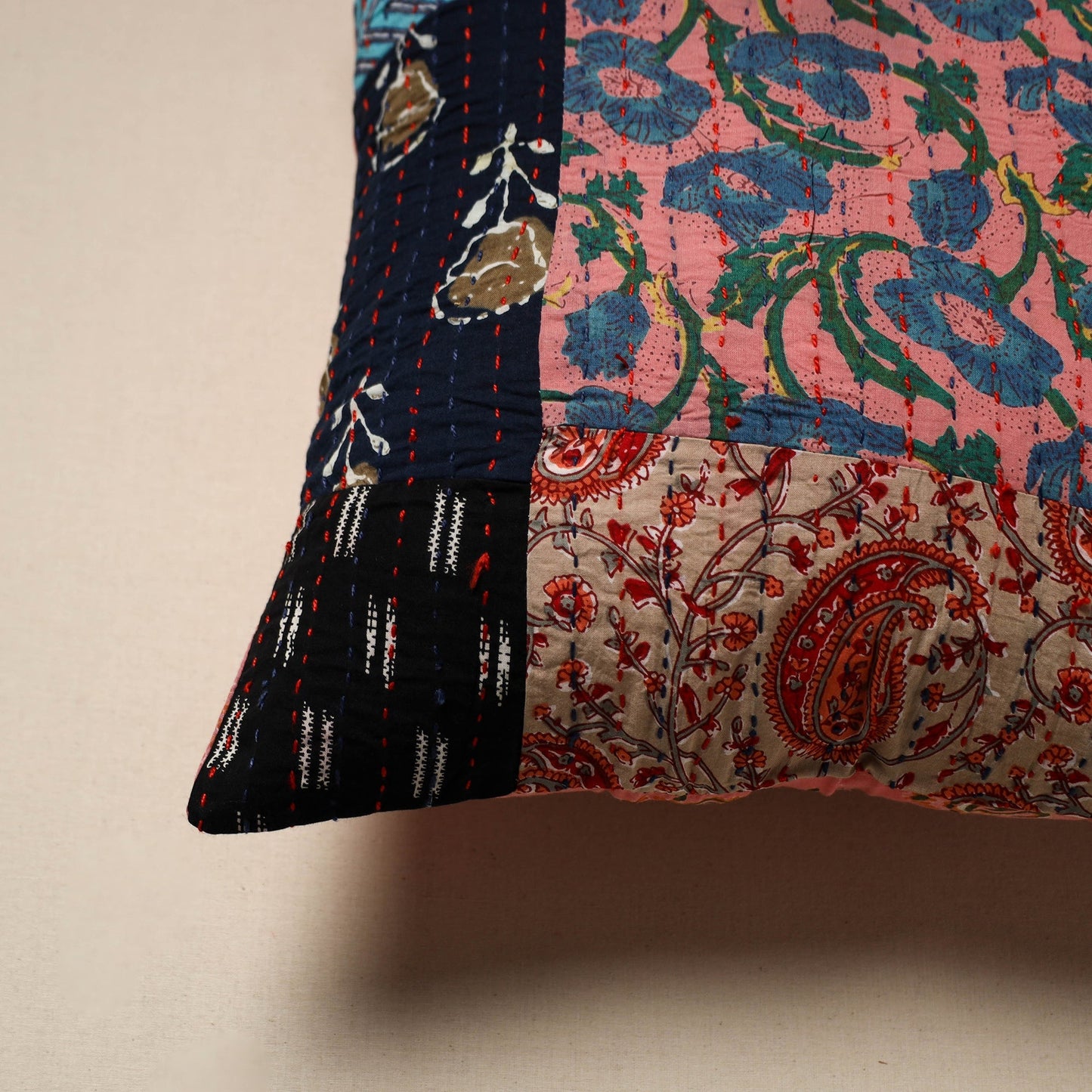 Tagai patchwork cushion cover (16 x 16 in) 12 - handcrafted