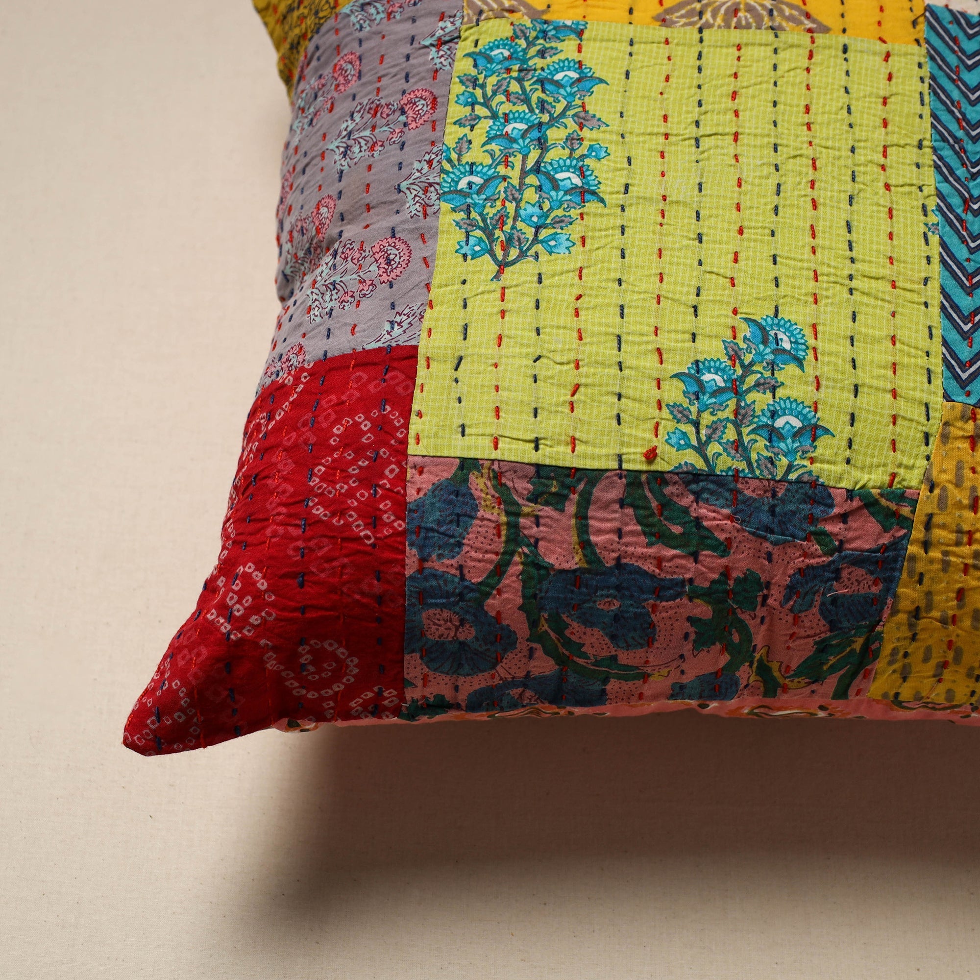 Tagai patchwork cushion cover (16 x 16 in) 13 - handcrafted