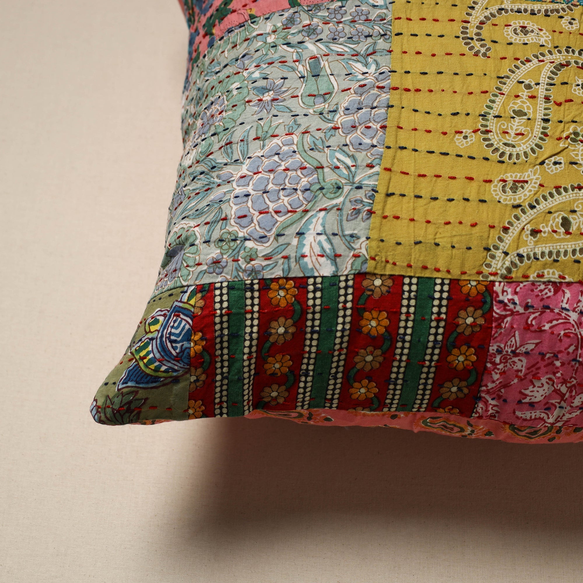 Tagai patchwork cushion cover (16 x 16 in) 15 - handcrafted