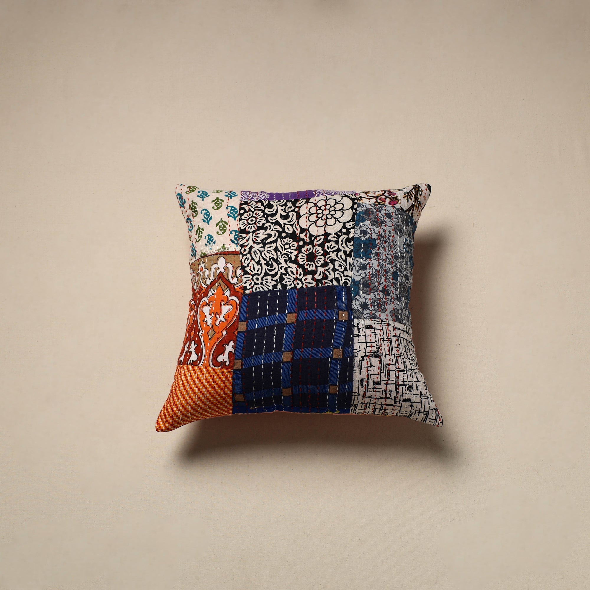 Tagai patchwork cushion cover (16 x 16 in) 17 - handcrafted