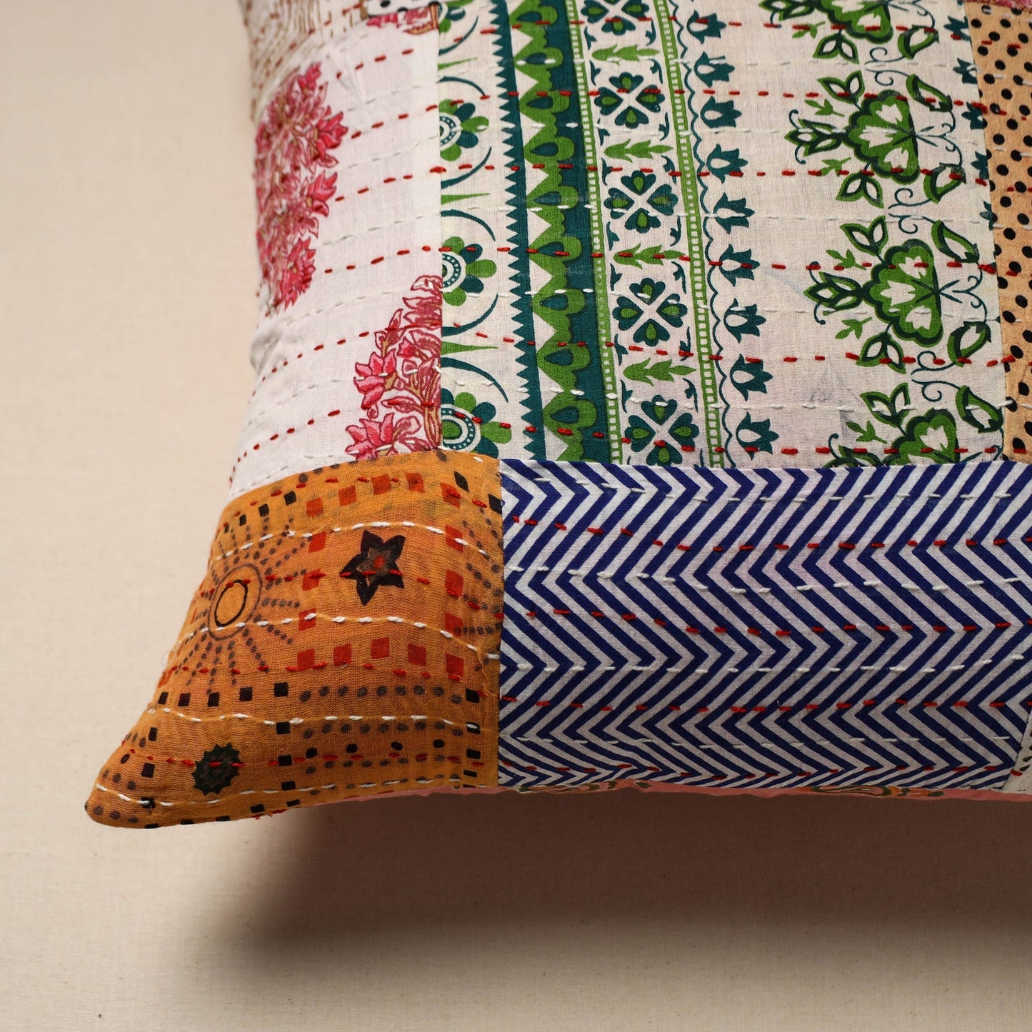 Tagai patchwork cushion cover (16 x 16 in) 19 - handcrafted
