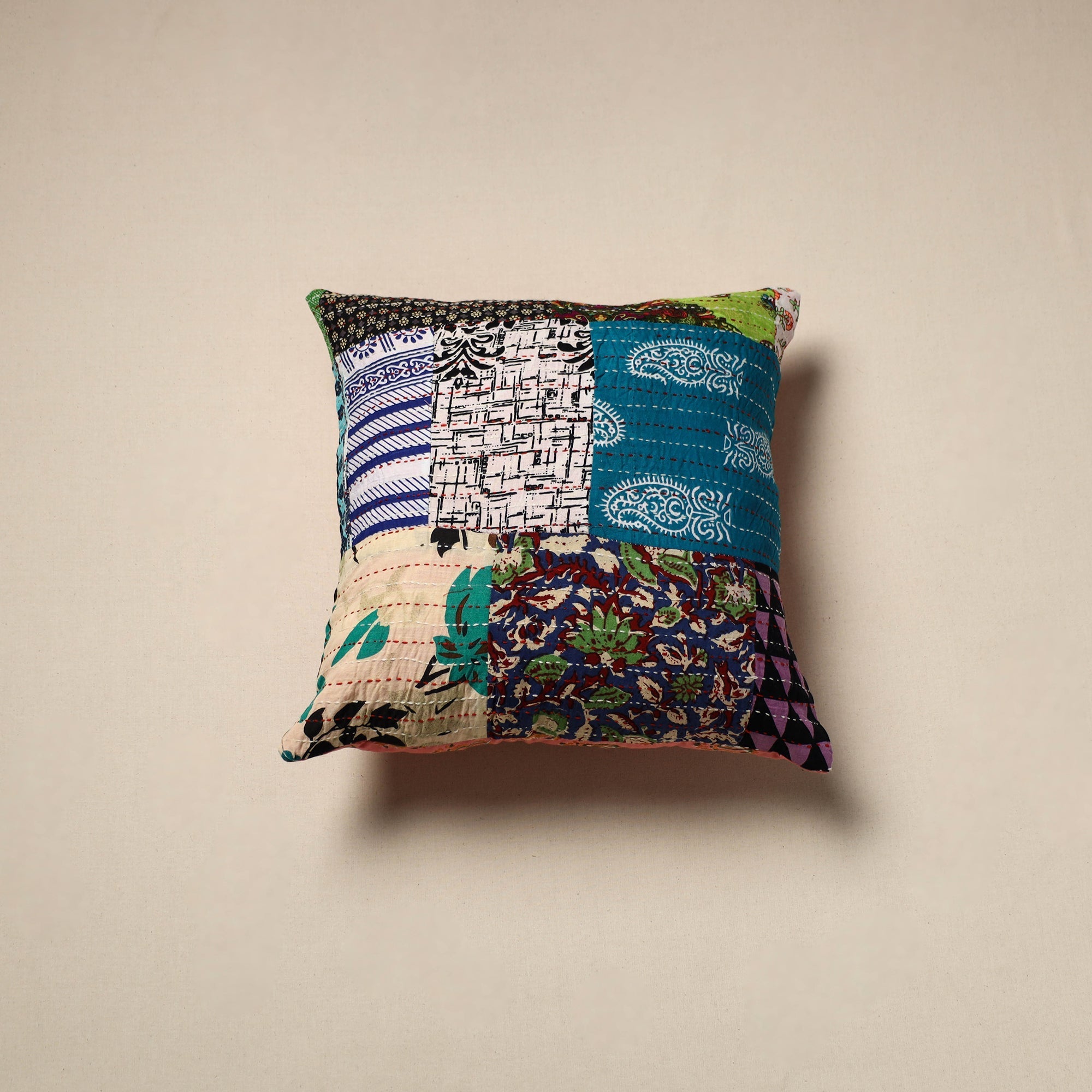 Tagai patchwork cushion cover (16 x 16 in) 20 - handcrafted