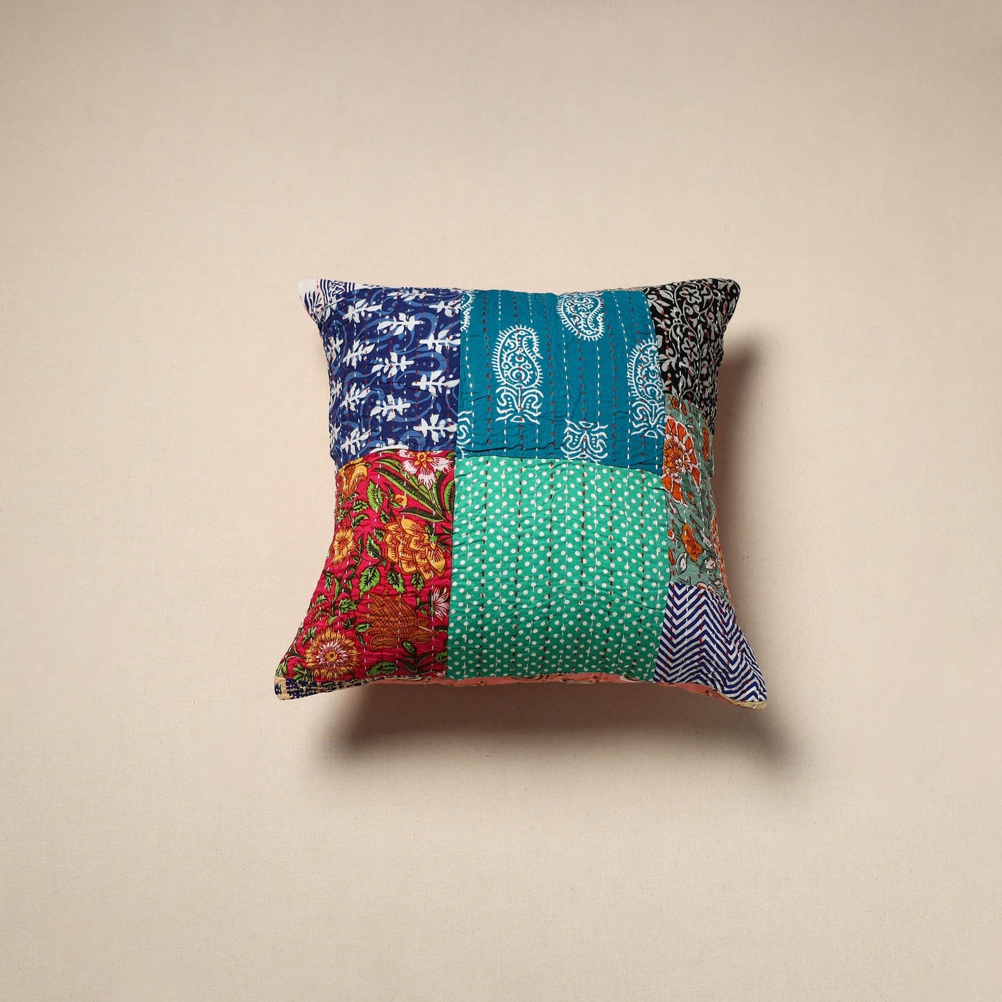 Tagai patchwork cushion cover (16 x 16 in) 21 - handcrafted