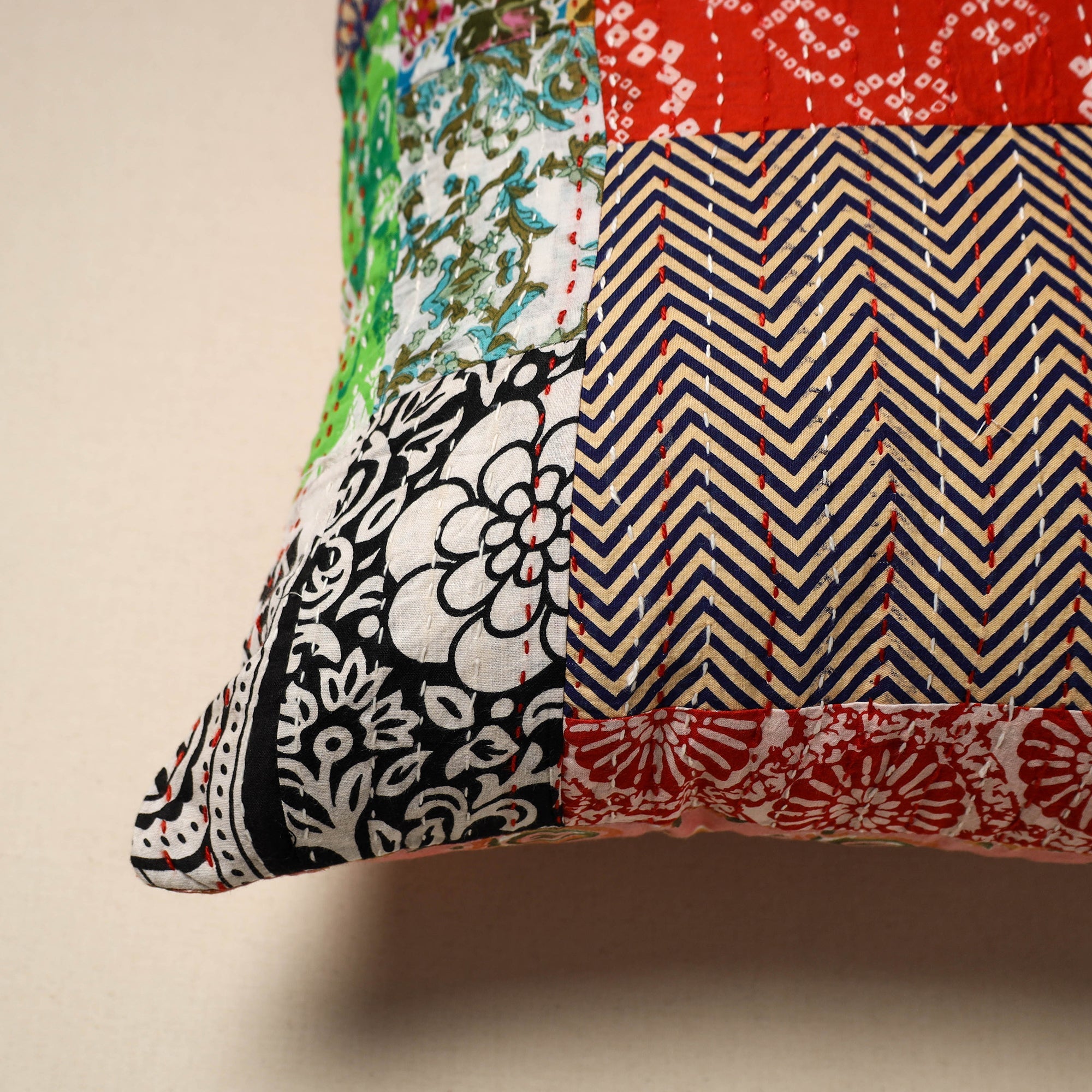 Tagai patchwork cushion cover (16 x 16 in) 26 - handcrafted