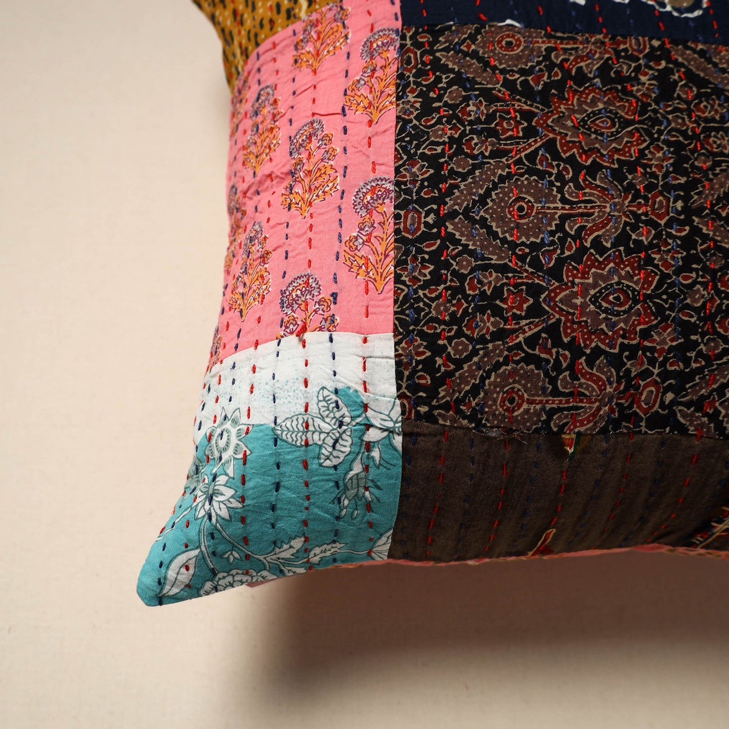 Tagai patchwork cushion cover (16 x 16 in) 62 - handcrafted