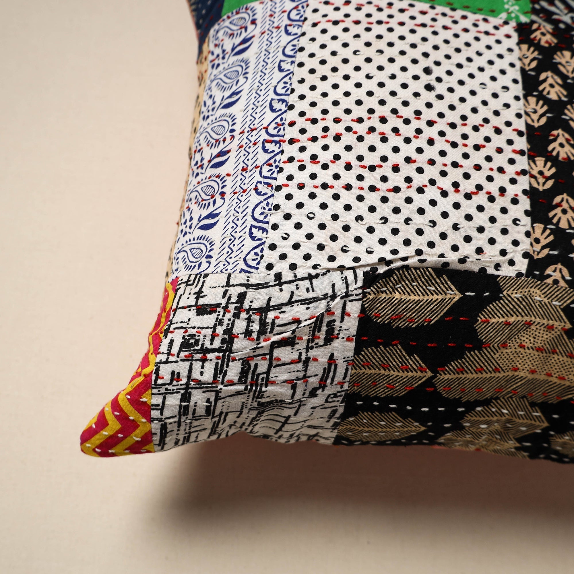 Tagai patchwork cushion cover (16 x 16 in) 77 - handcrafted