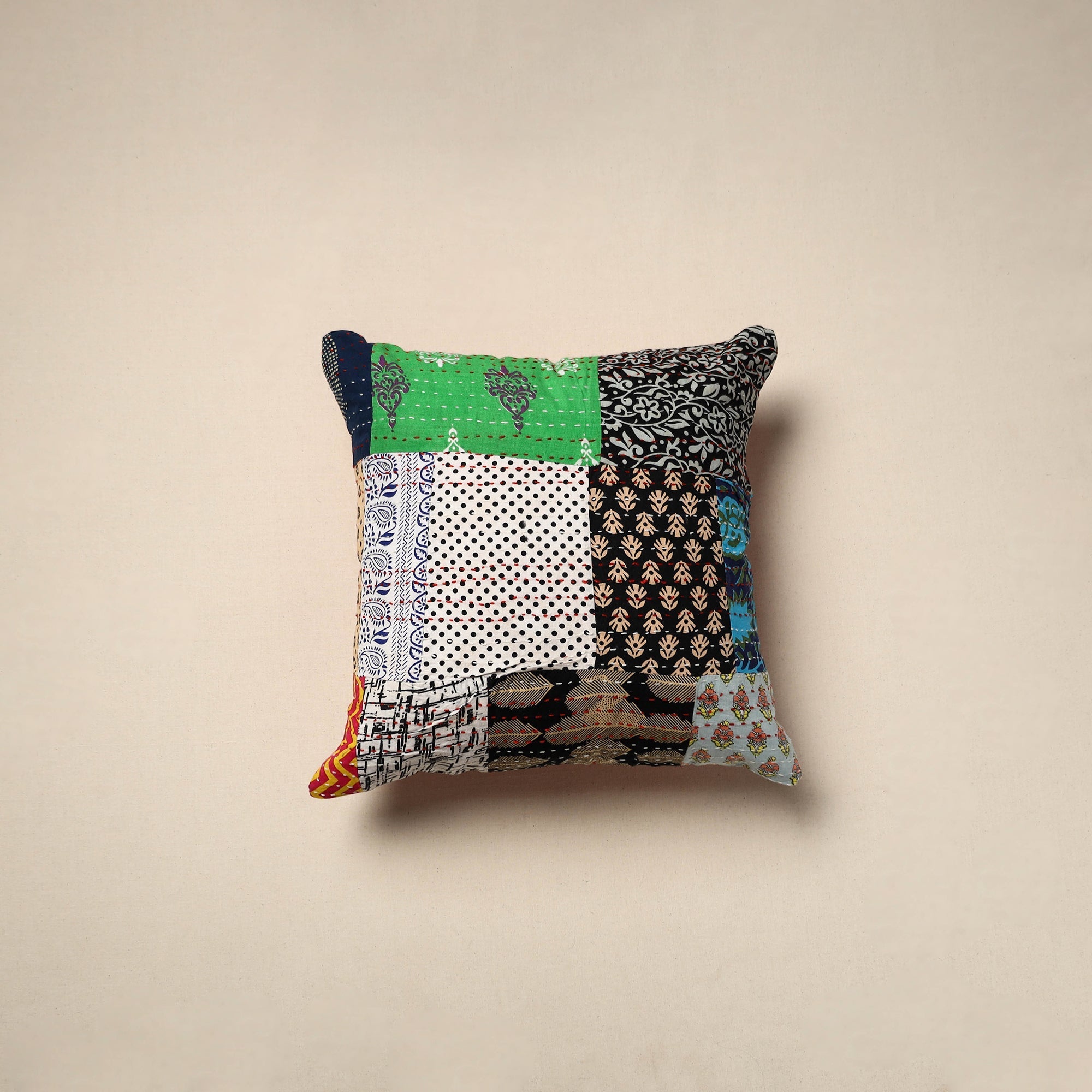 Tagai patchwork cushion cover (16 x 16 in) 77 - handcrafted
