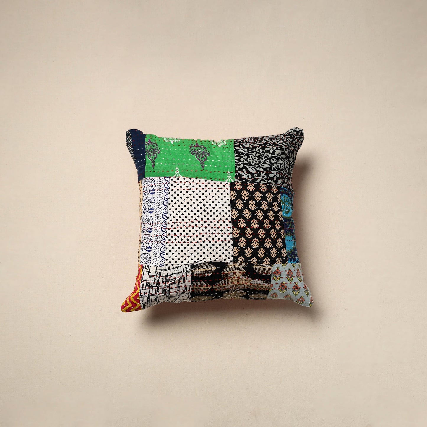 Tagai patchwork cushion cover (16 x 16 in) 77 - handcrafted