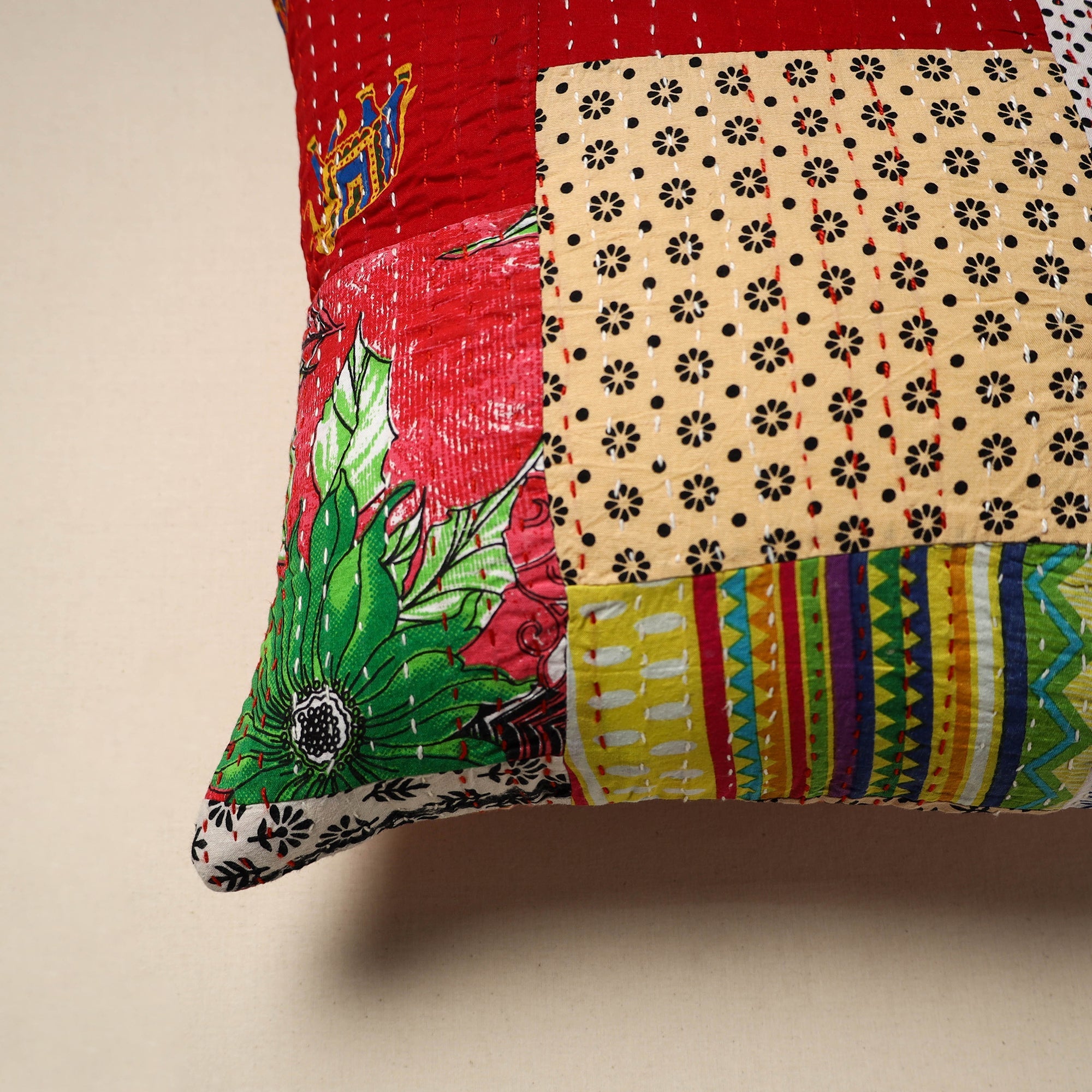 Tagai patchwork cushion cover (16 x 16 in) 81 - handcrafted