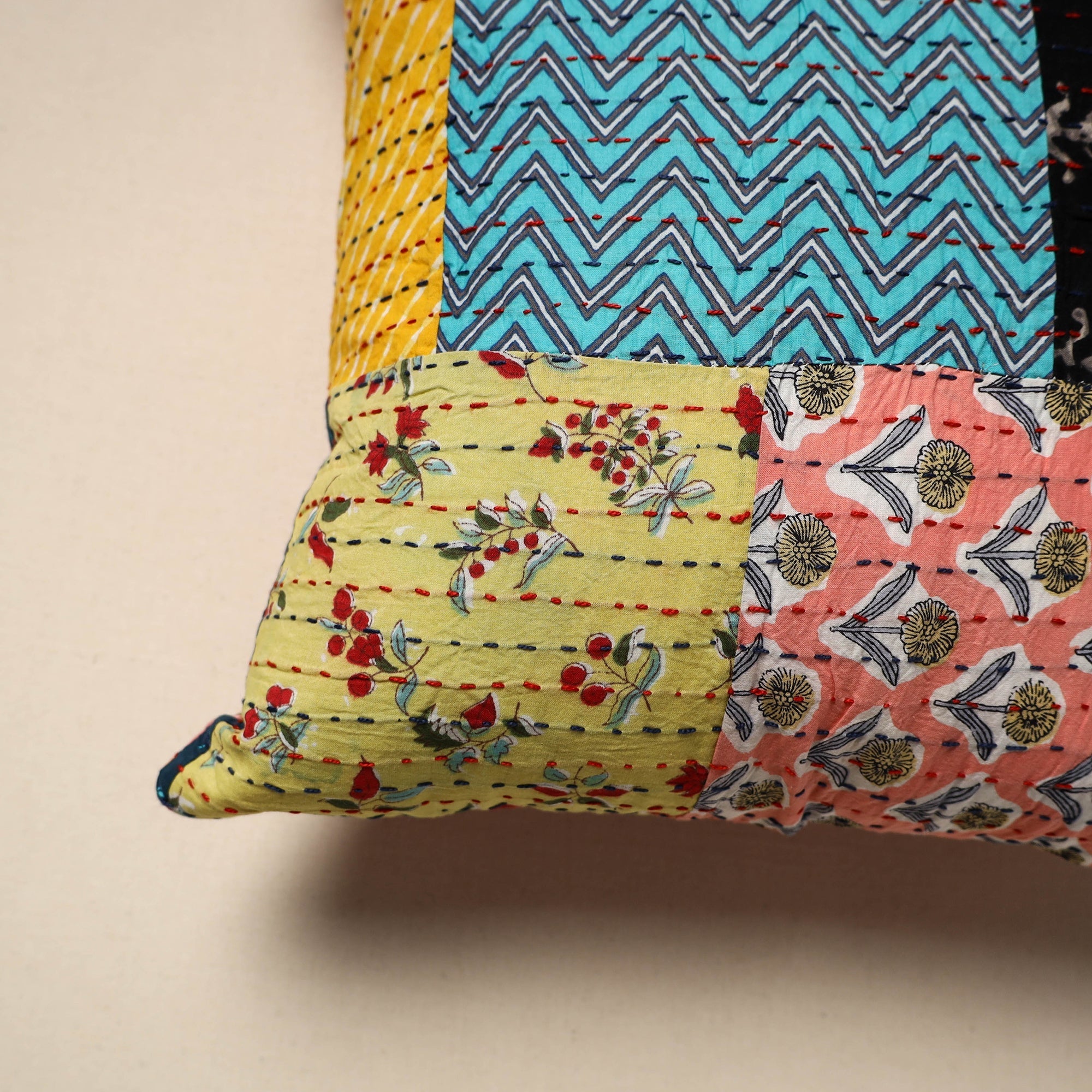 Tagai patchwork cushion cover (16 x 16 in) 92 - handcrafted