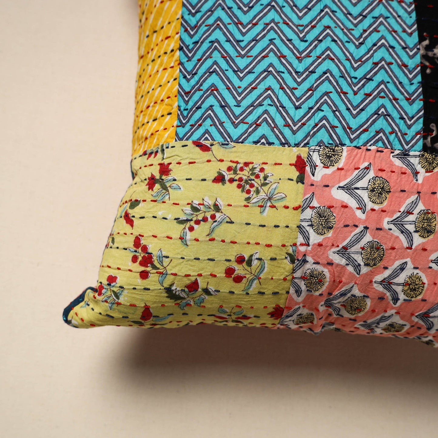 Tagai patchwork cushion cover (16 x 16 in) 92 - handcrafted