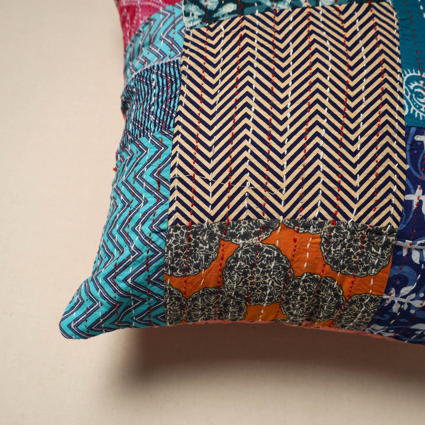 Tagai patchwork cushion cover (16 x 16 in) 96 - handcrafted