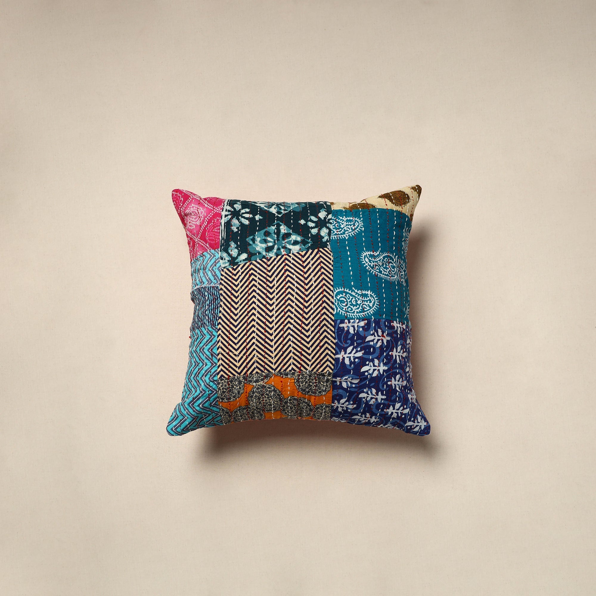 Tagai patchwork cushion cover (16 x 16 in) 96 - handcrafted