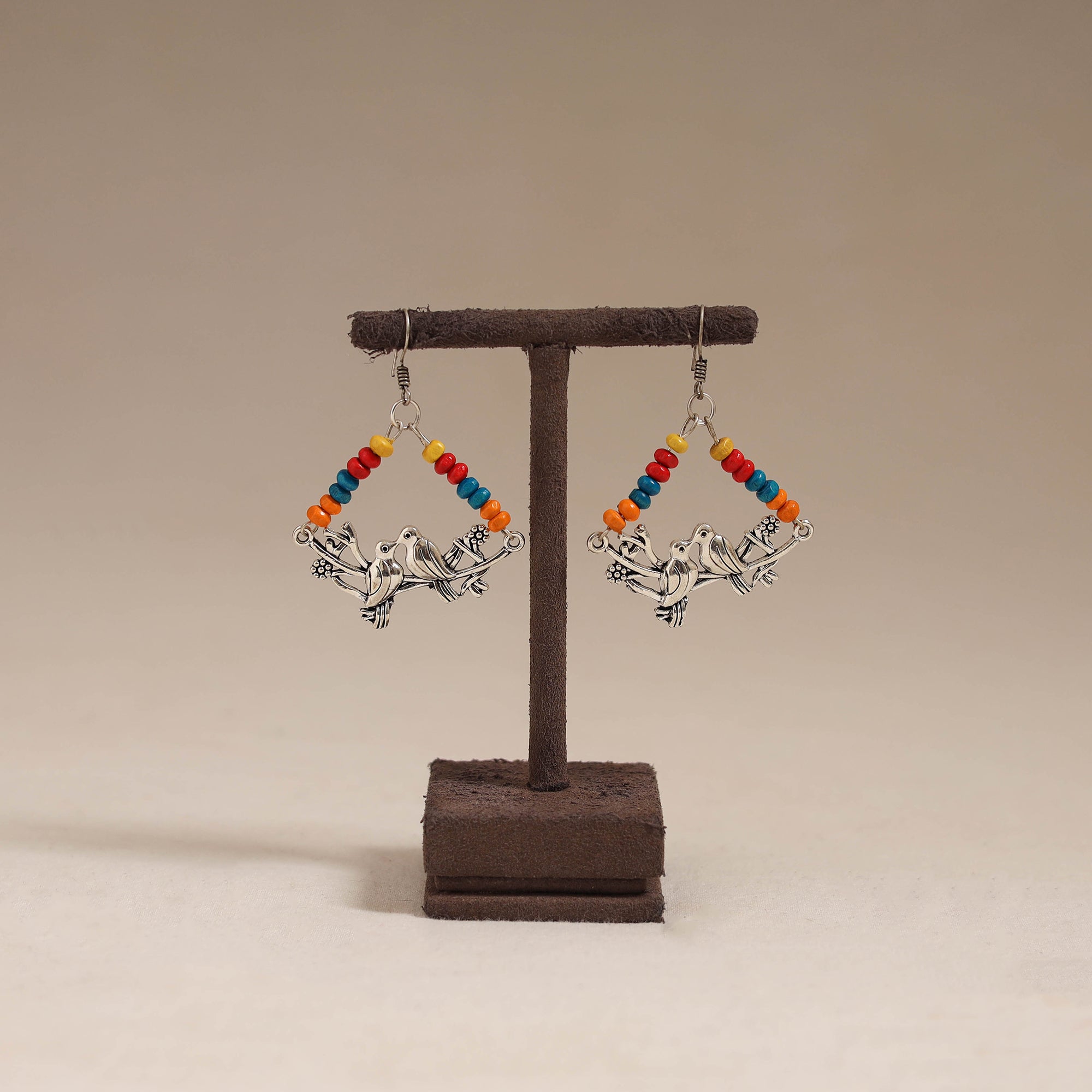 Multicolor - tanvi wooden beads earrings with german silver