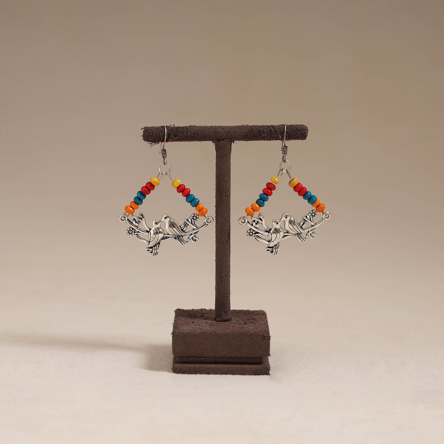 Multicolor - tanvi wooden beads earrings with german silver