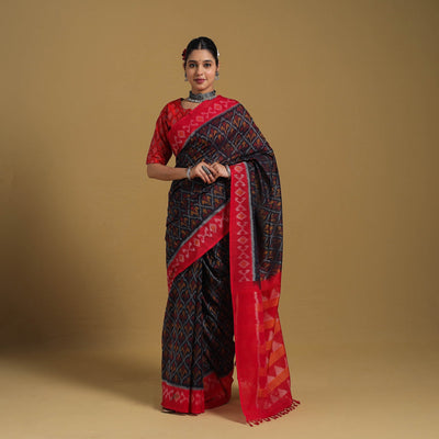 Multicolor Telia Rumal Handloom Cotton Pochampally Double Ikat Saree