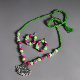 Multicolor - thread beads handmade german silver necklace